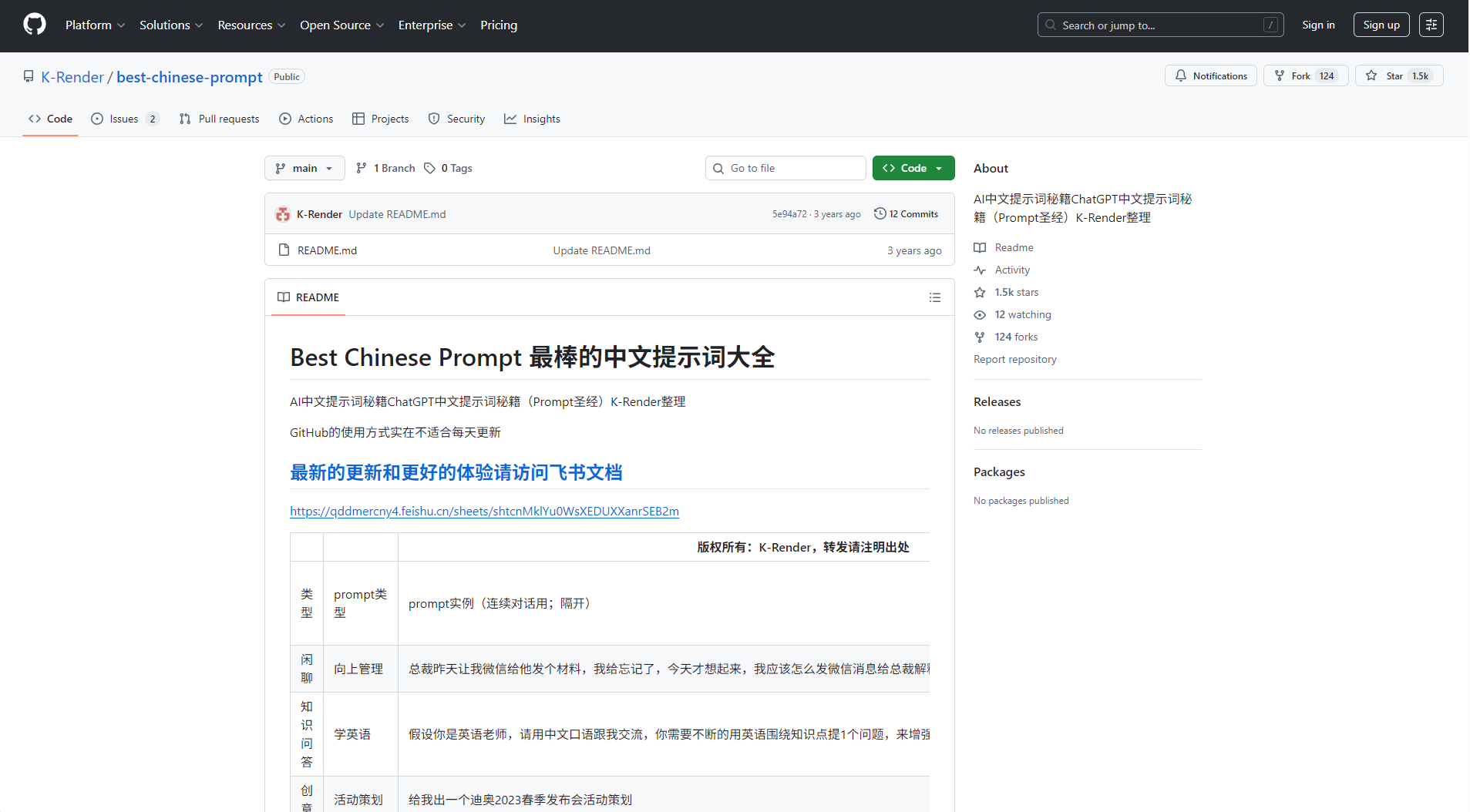 Best Chinese Prompt中文提示词库界面
