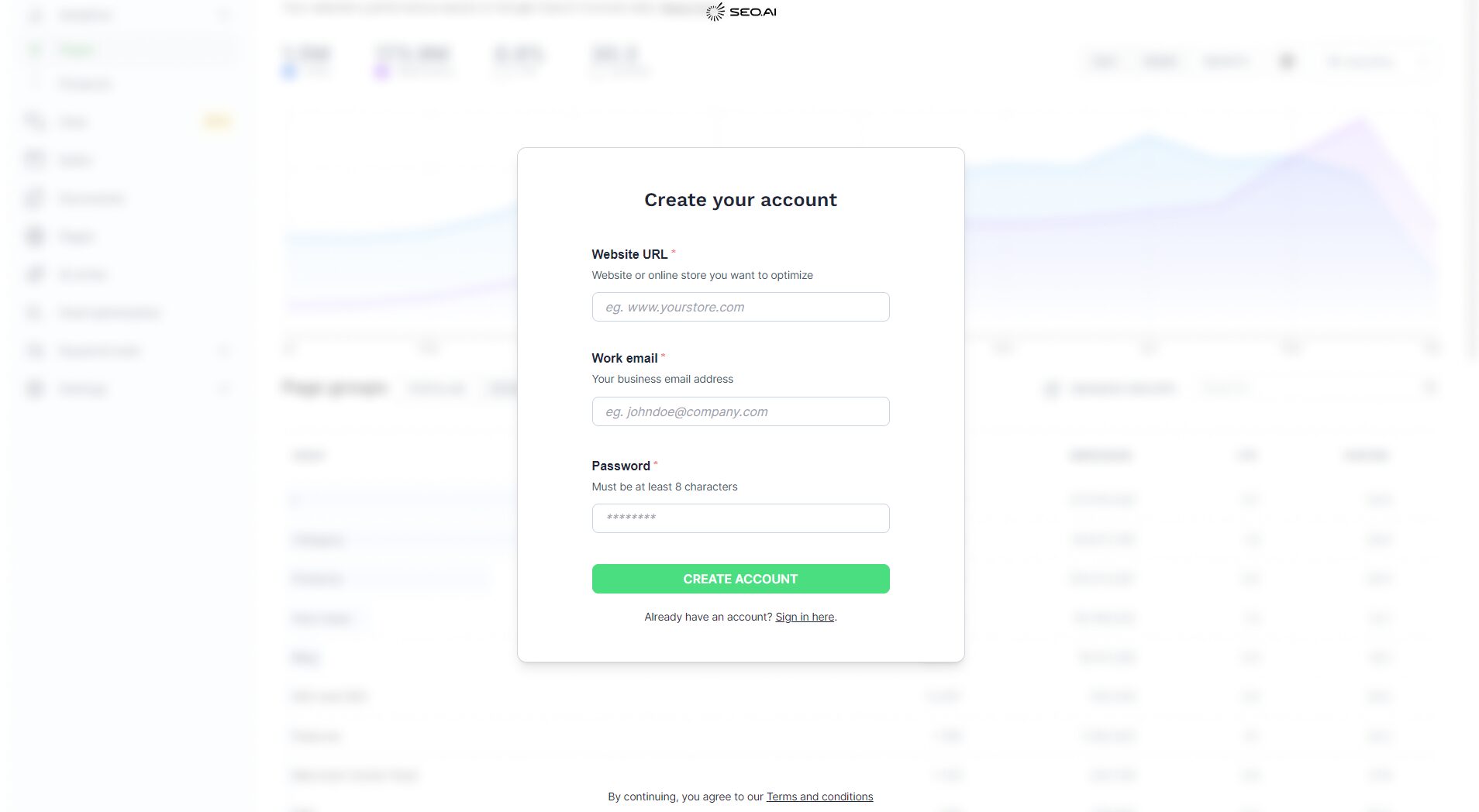 SEO.AI注册登录页