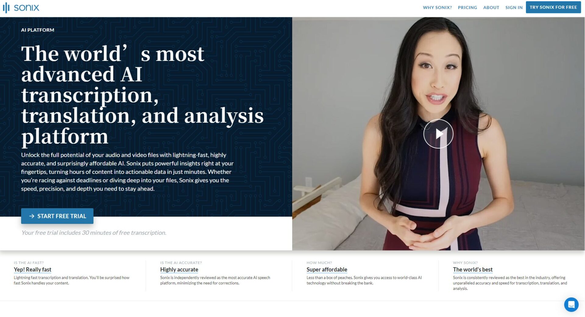 Sonix AI功能介绍页