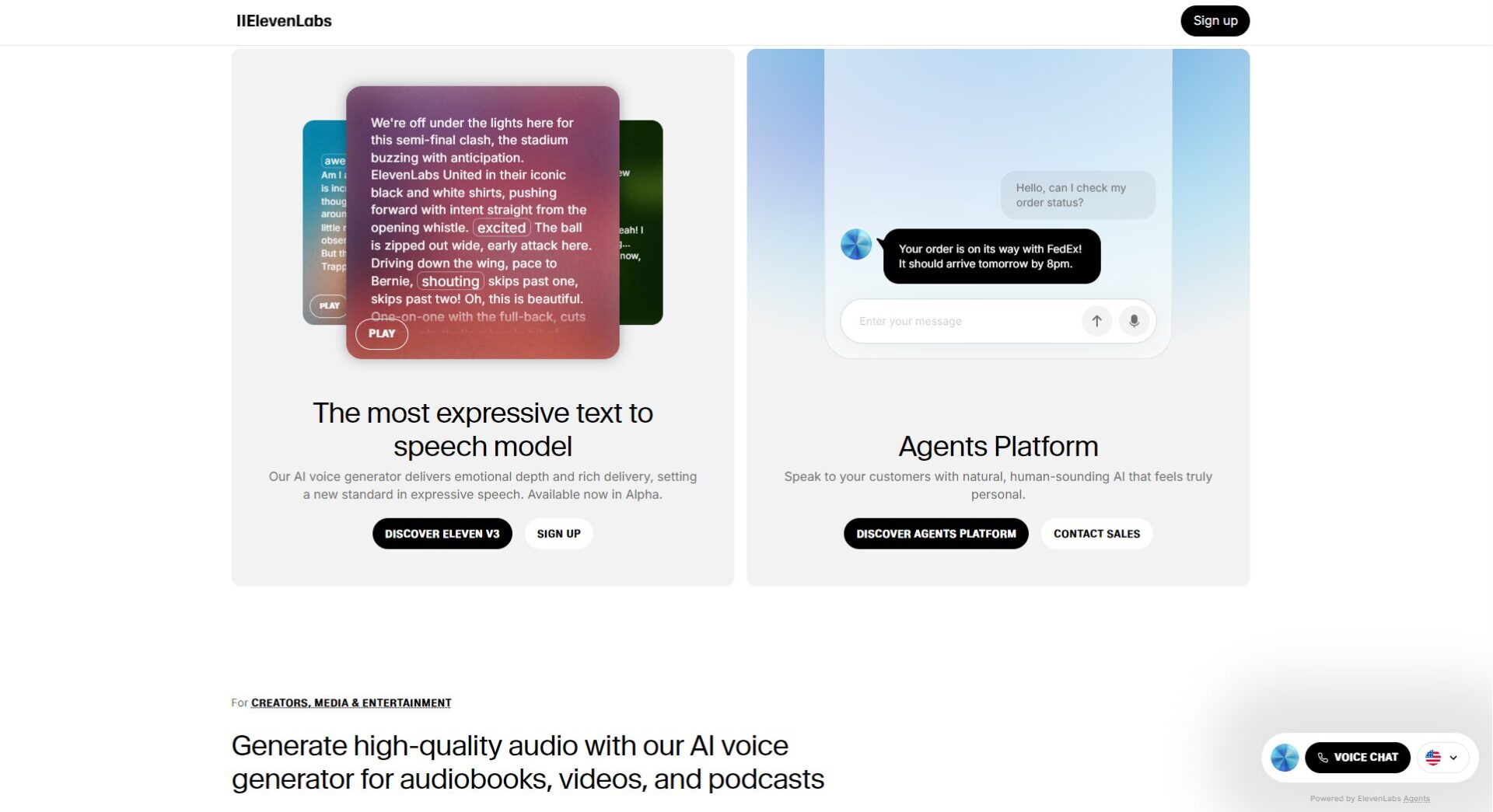 ElevenLabs 官网界面