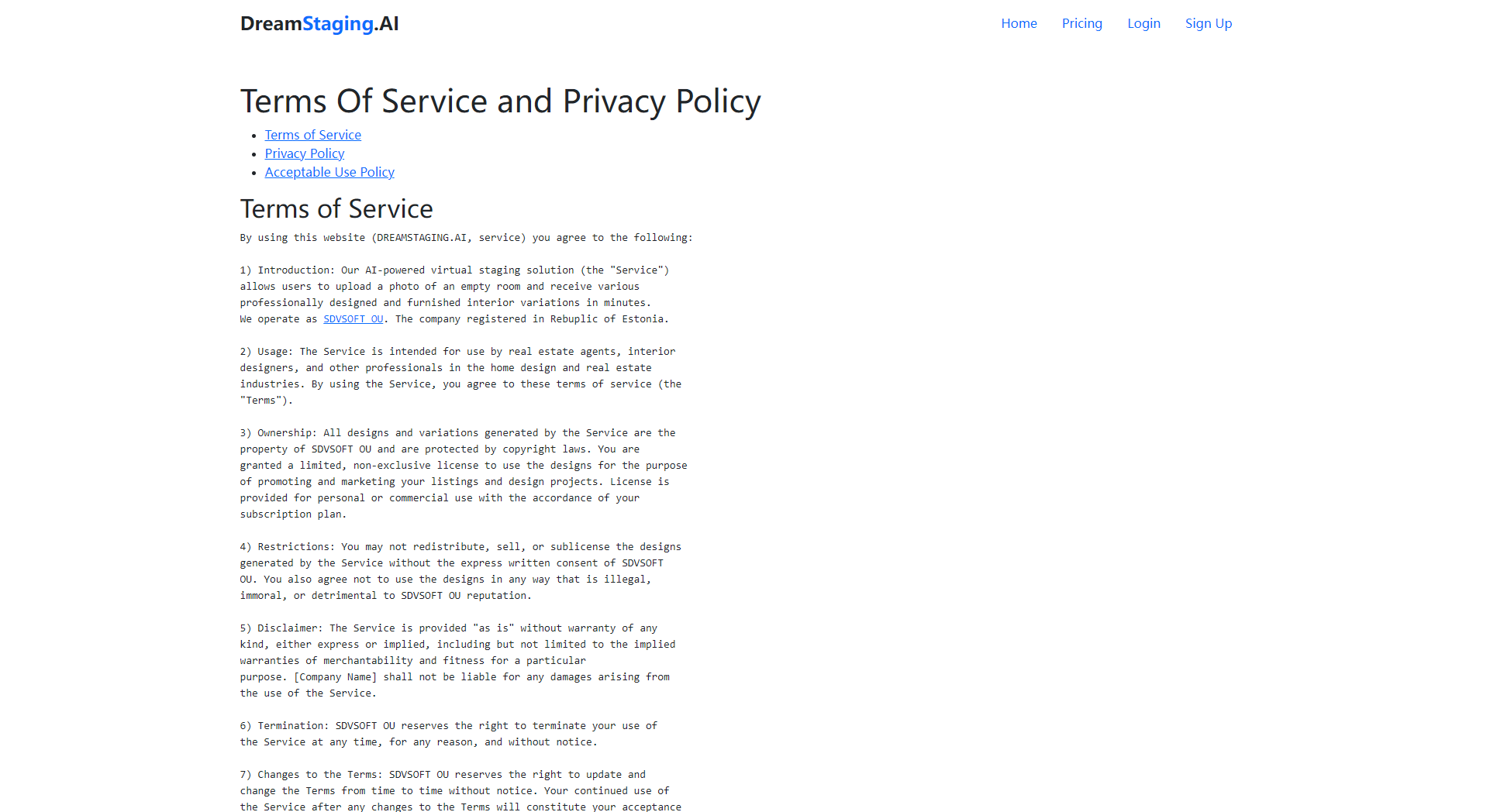 DreamStaging.AI用户协议