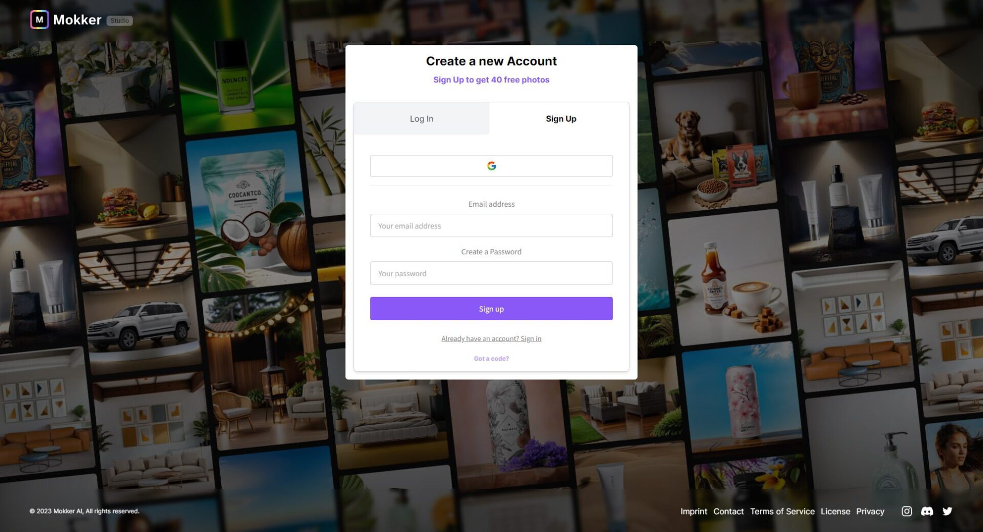 Mokker AI注册登录页