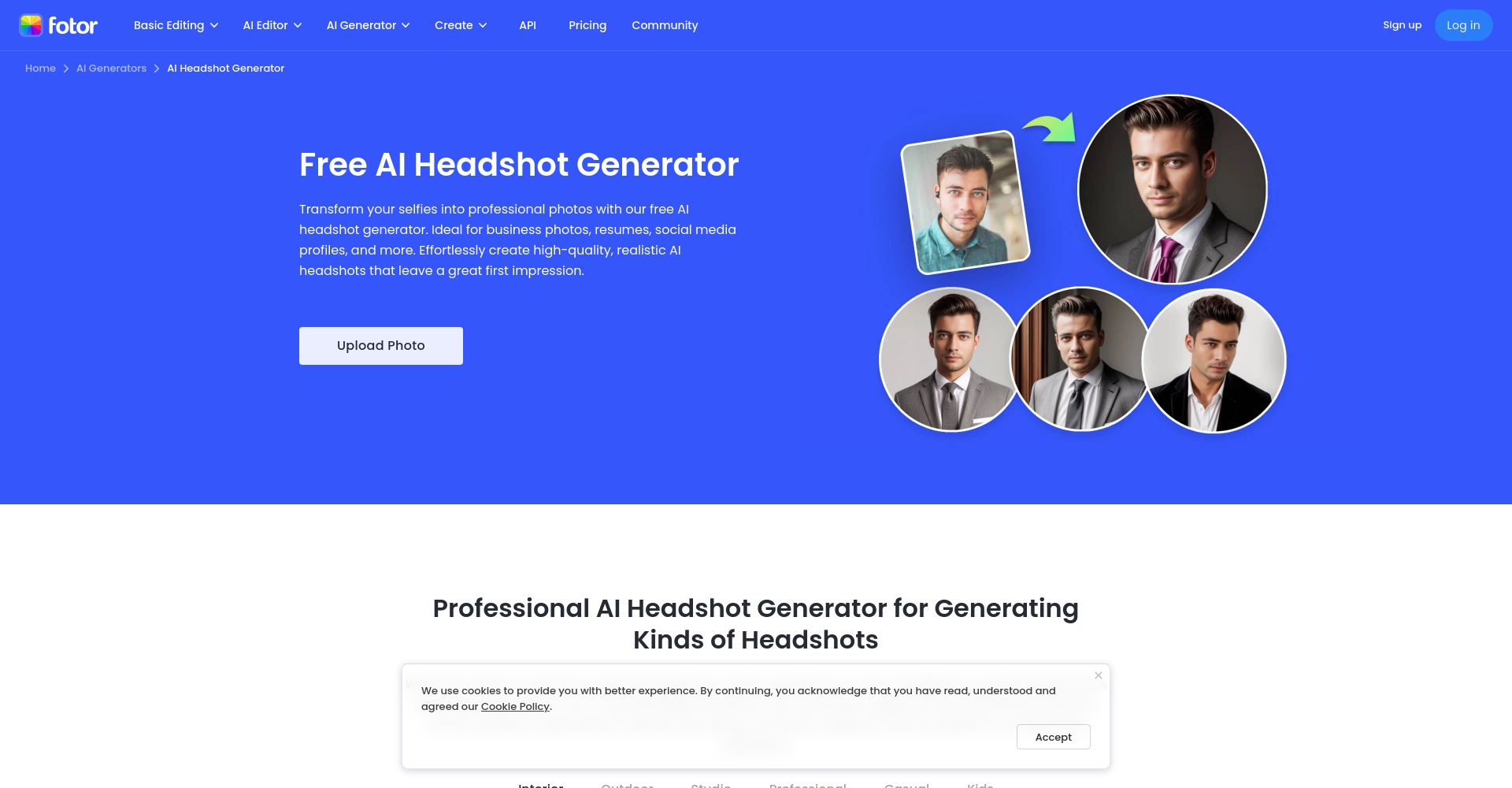 Fotor AI头像生成界面