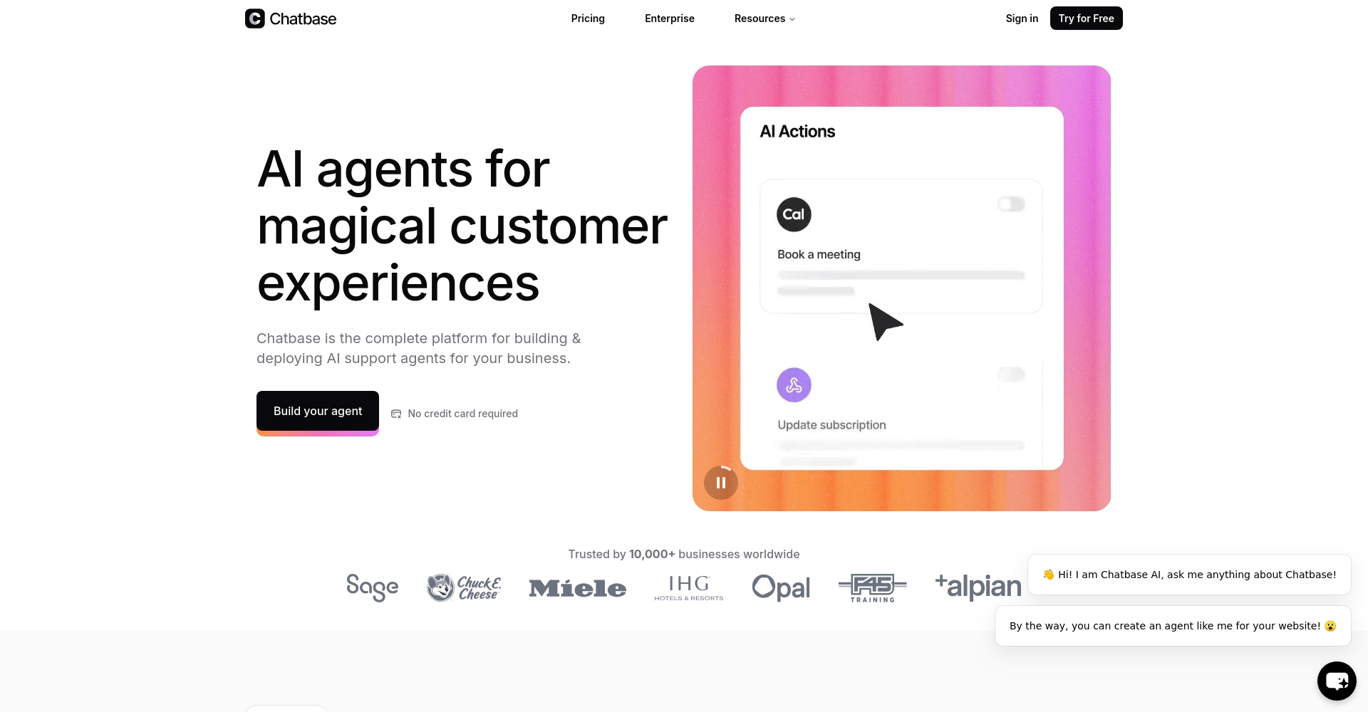 Chatbase首页界面