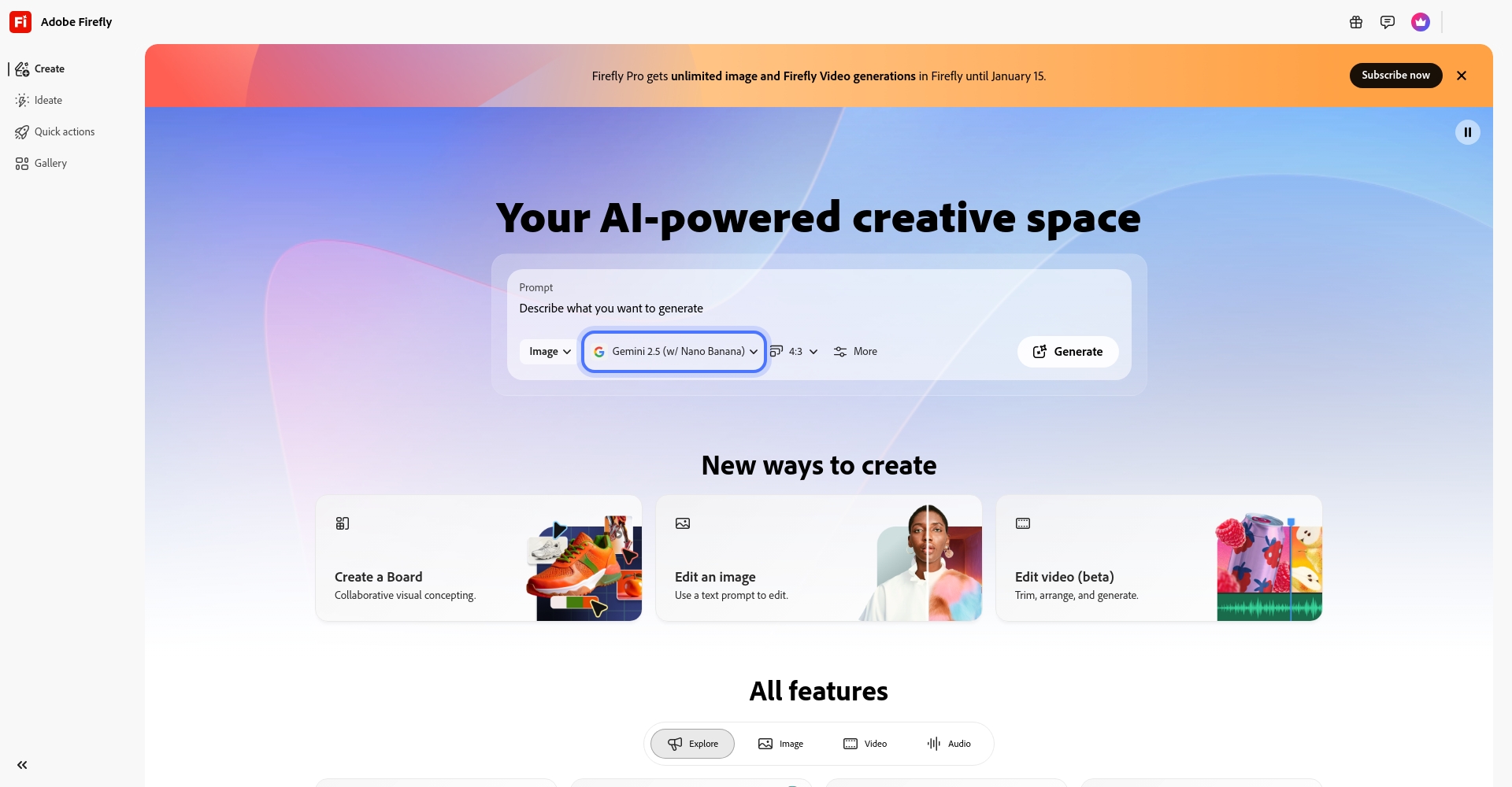 Adobe Firefly官网截图