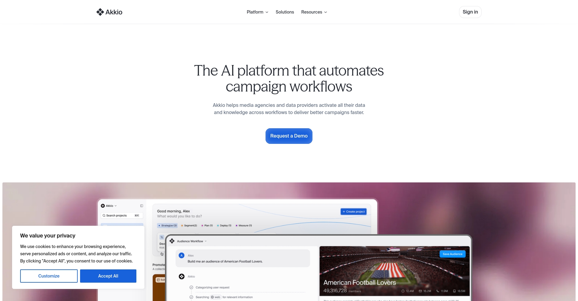 Akkio官网首页截图