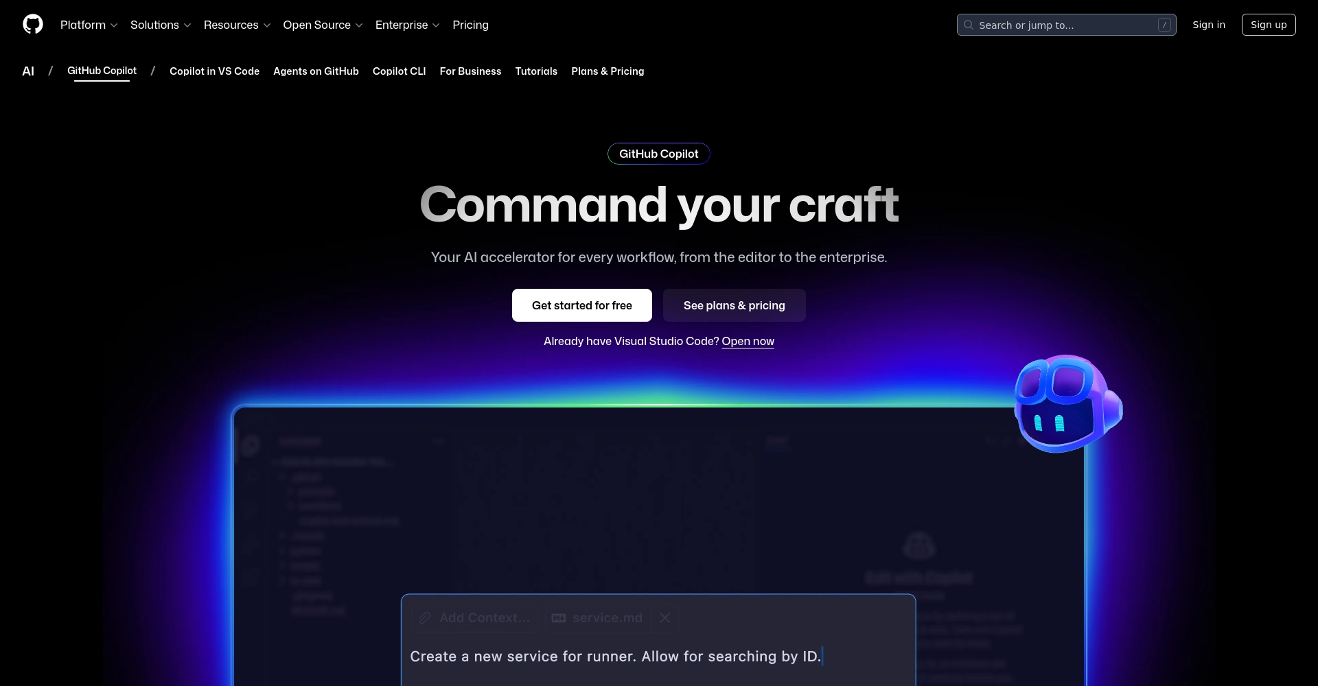 GitHub Copilot官网截图