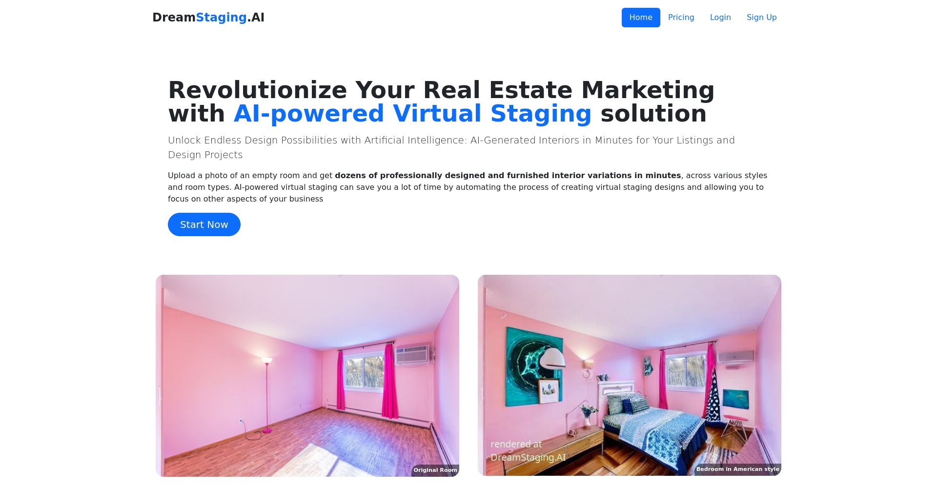 DreamStaging.AI官网页面截图