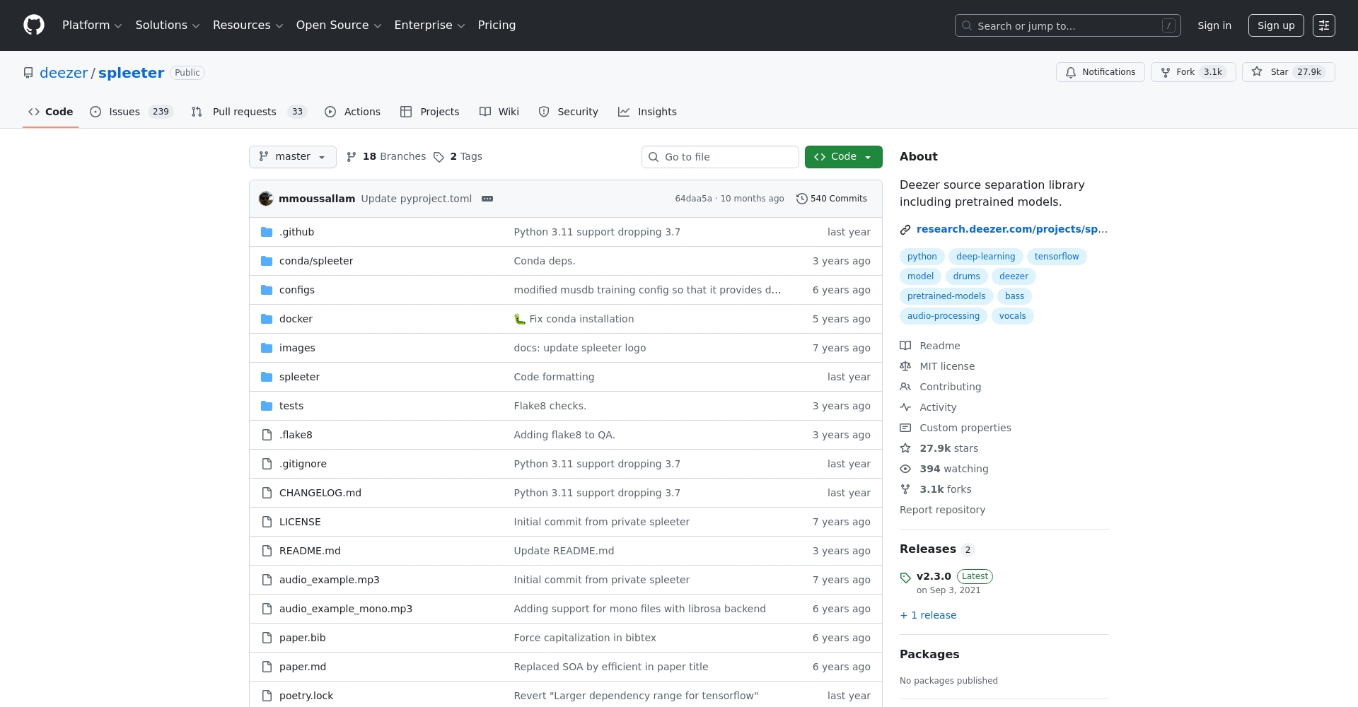 Spleeter官方网站截图