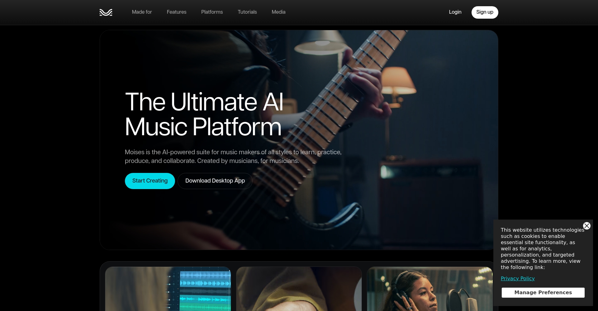 Moises.ai官网界面