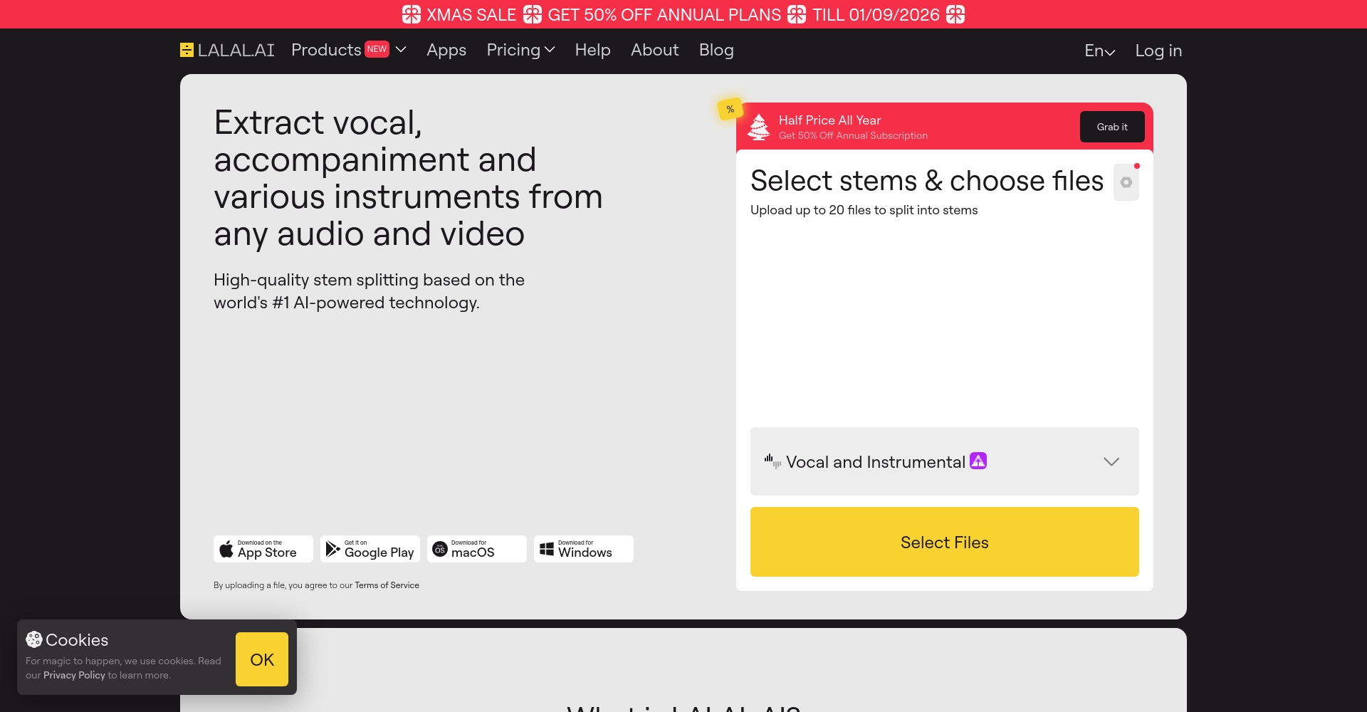 Lalal.ai官网界面