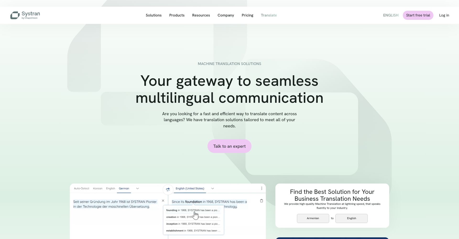 SYSTRAN 官网页面