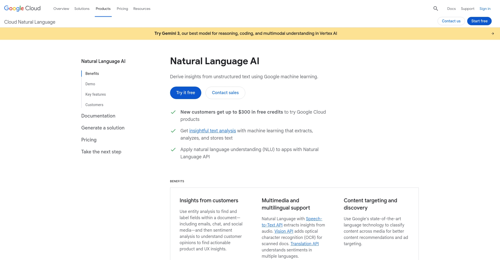 Google Cloud NLP官网