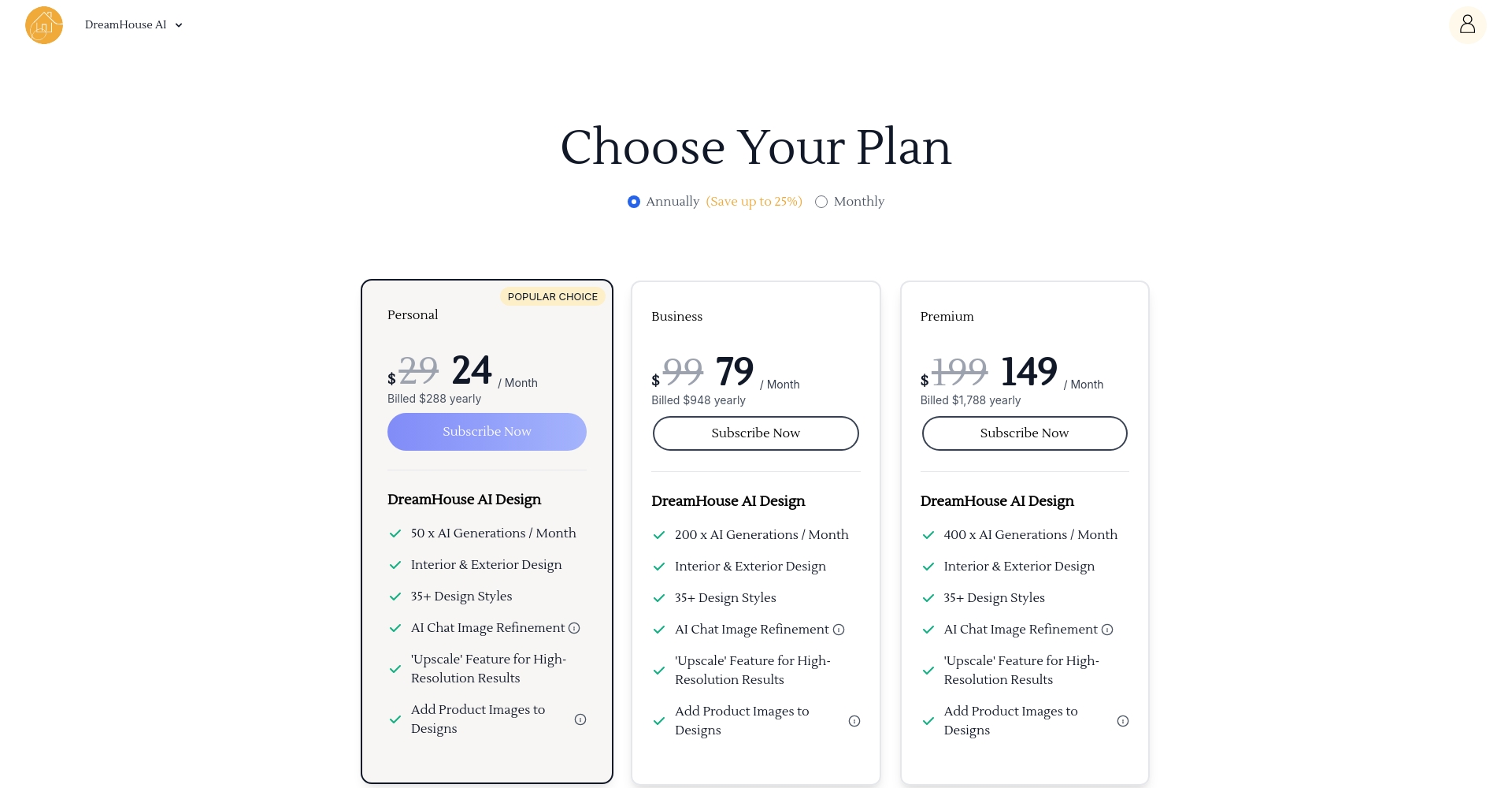 Dreamhouse AI价格方案