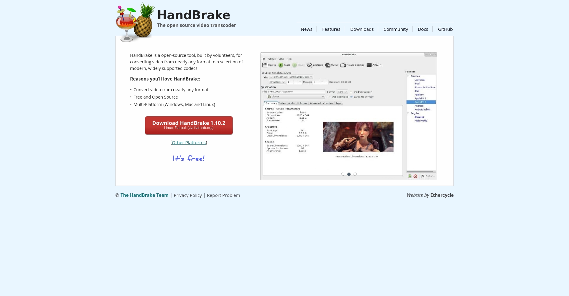 HandBrake官网截图