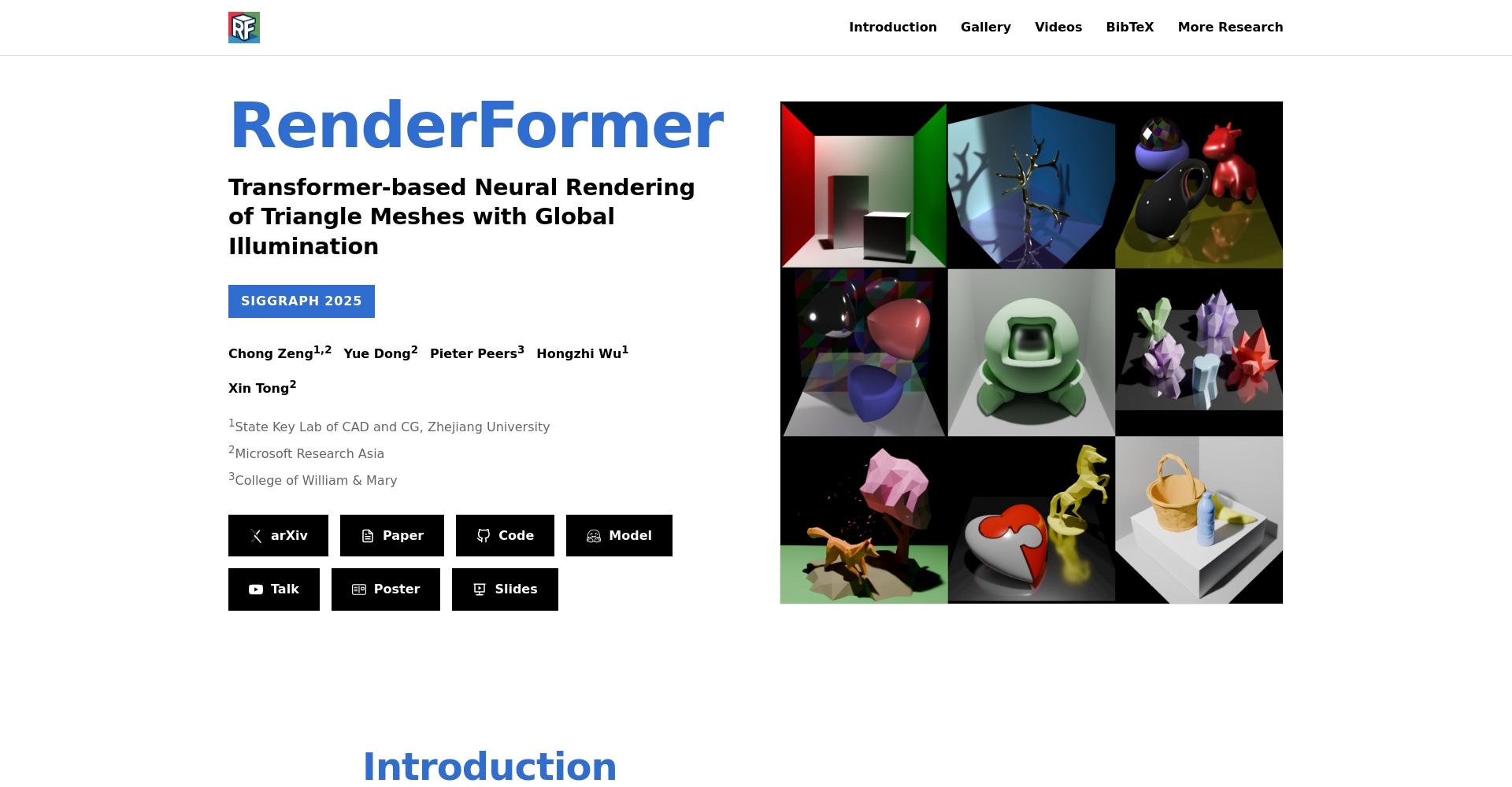 RenderFormer官网截图