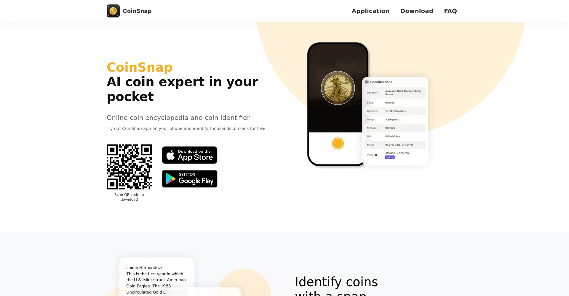 Coin Identifier Coin Snap官网首页截图