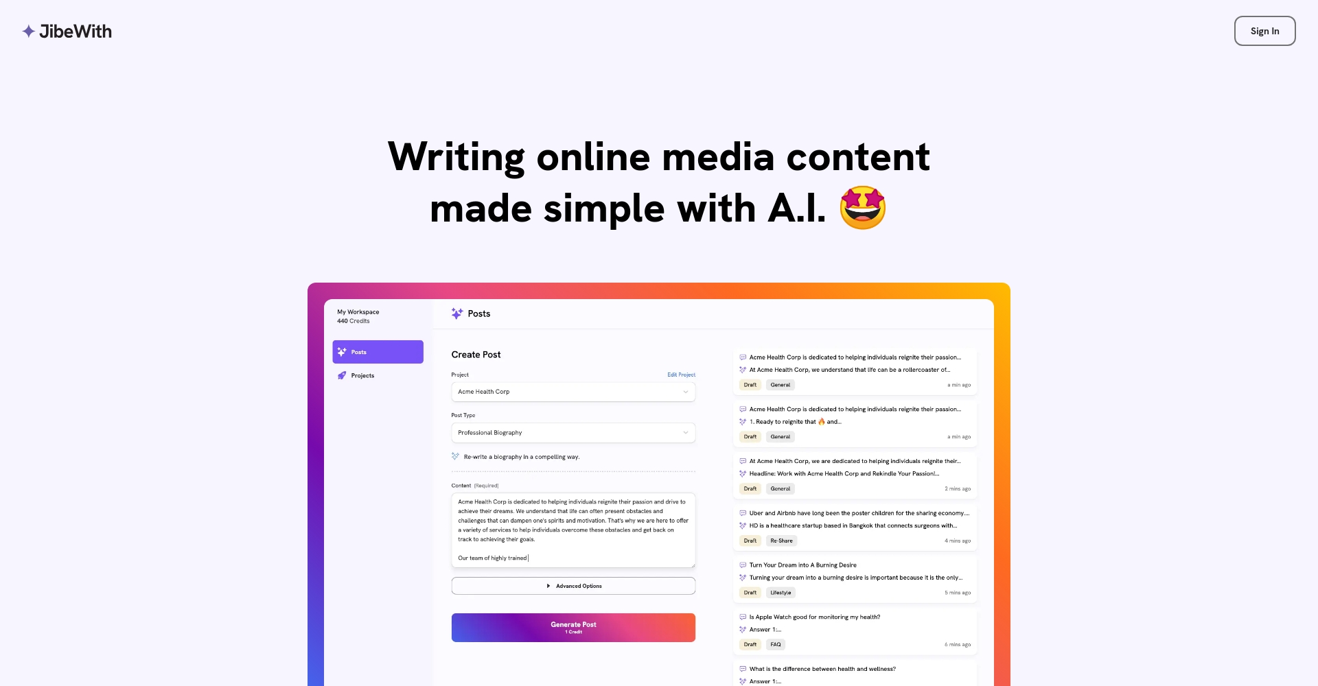 JibeWith主页截图