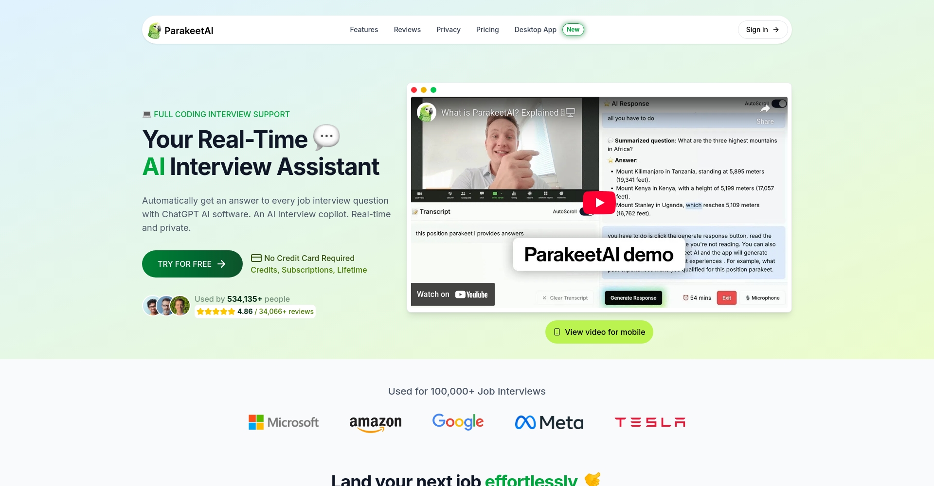 parakeet ai官网截图