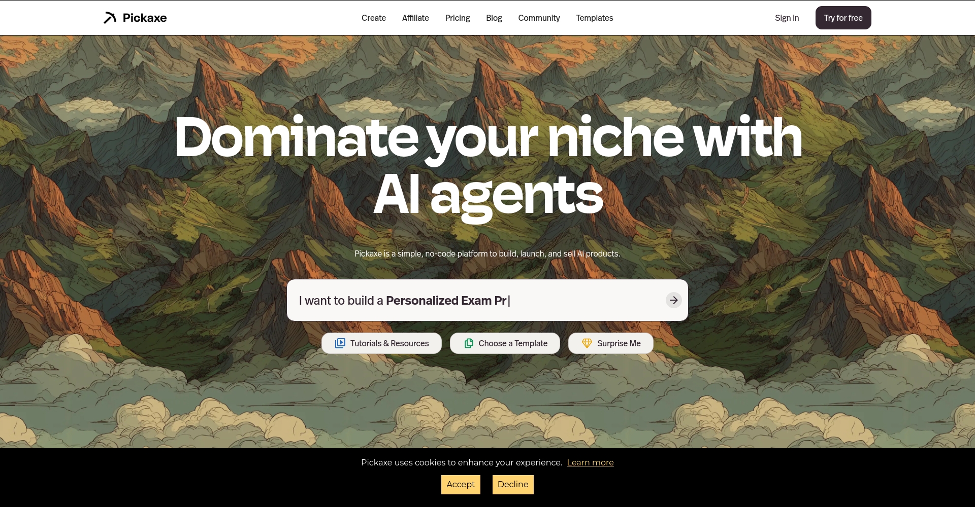 Pickaxe官方网站截图