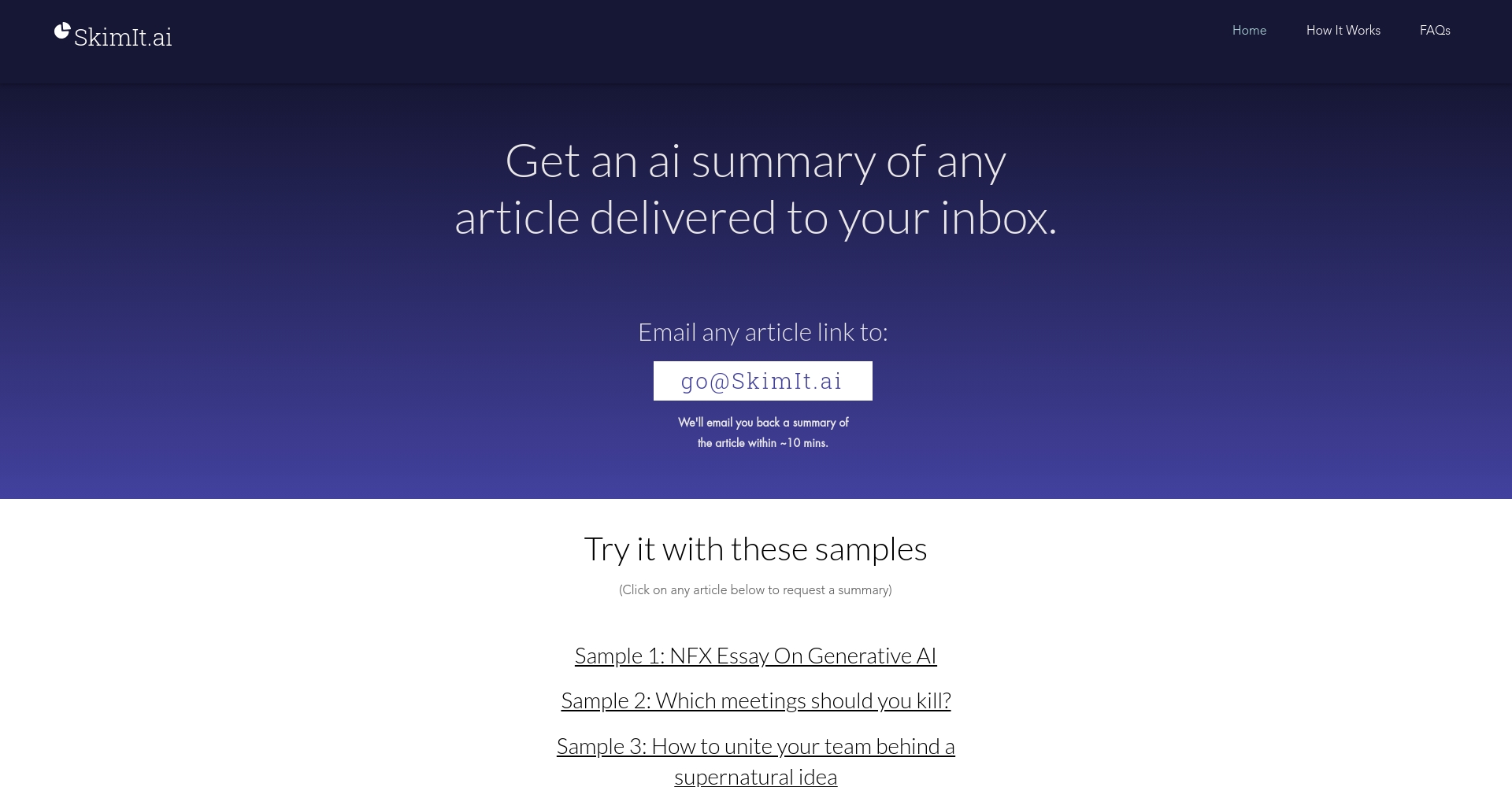 SkimIt.ai首页截屏