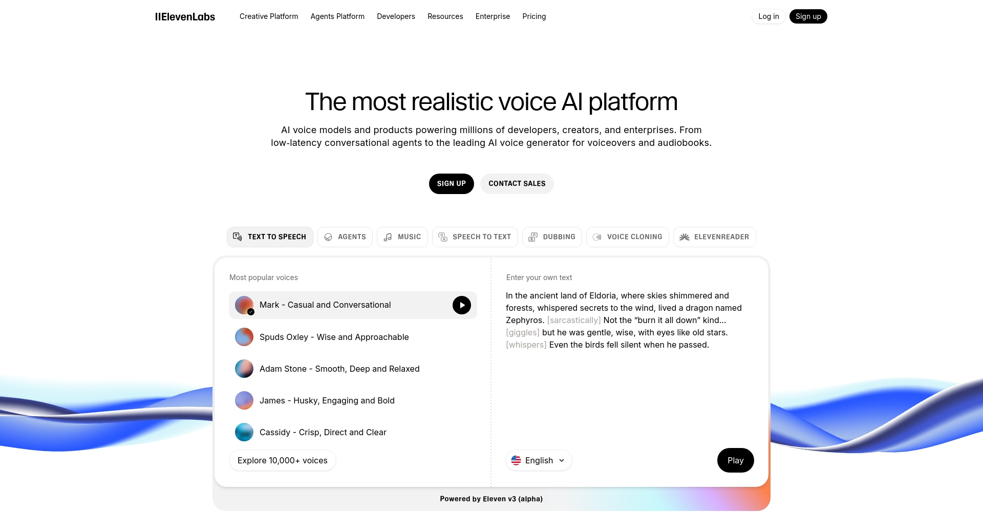 ElevenLabs official website interface