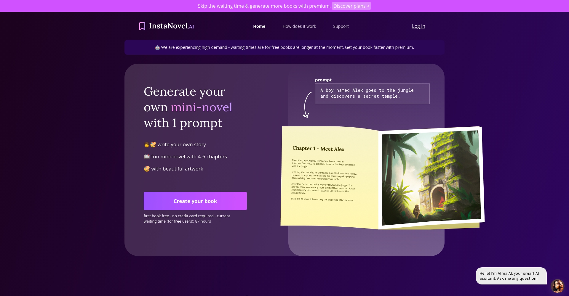 InstaNovel.ai官网页面截图