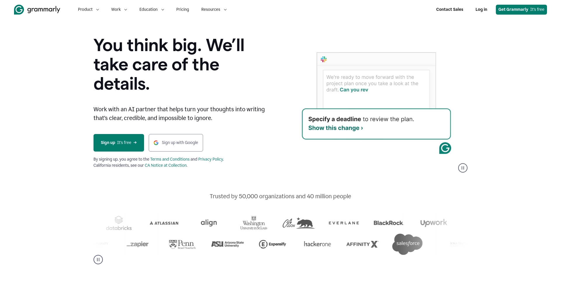 Grammarly官网截图