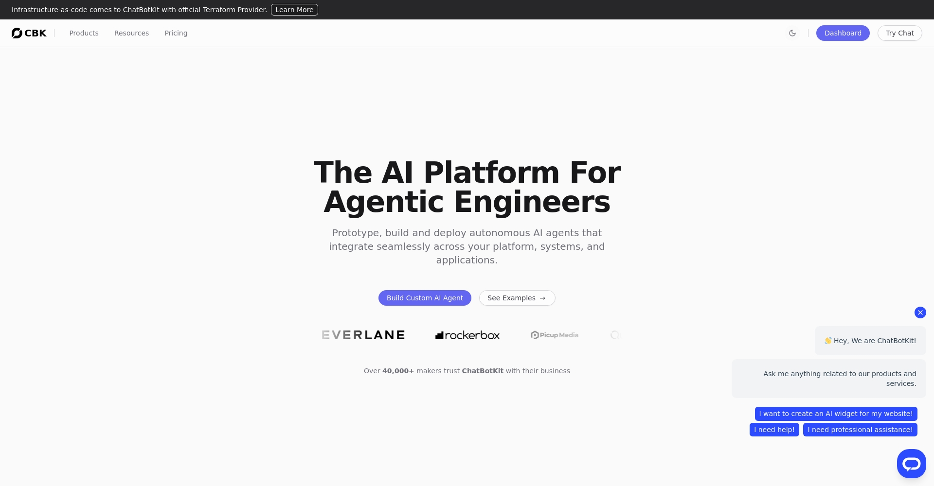 ChatBotKit官网界面