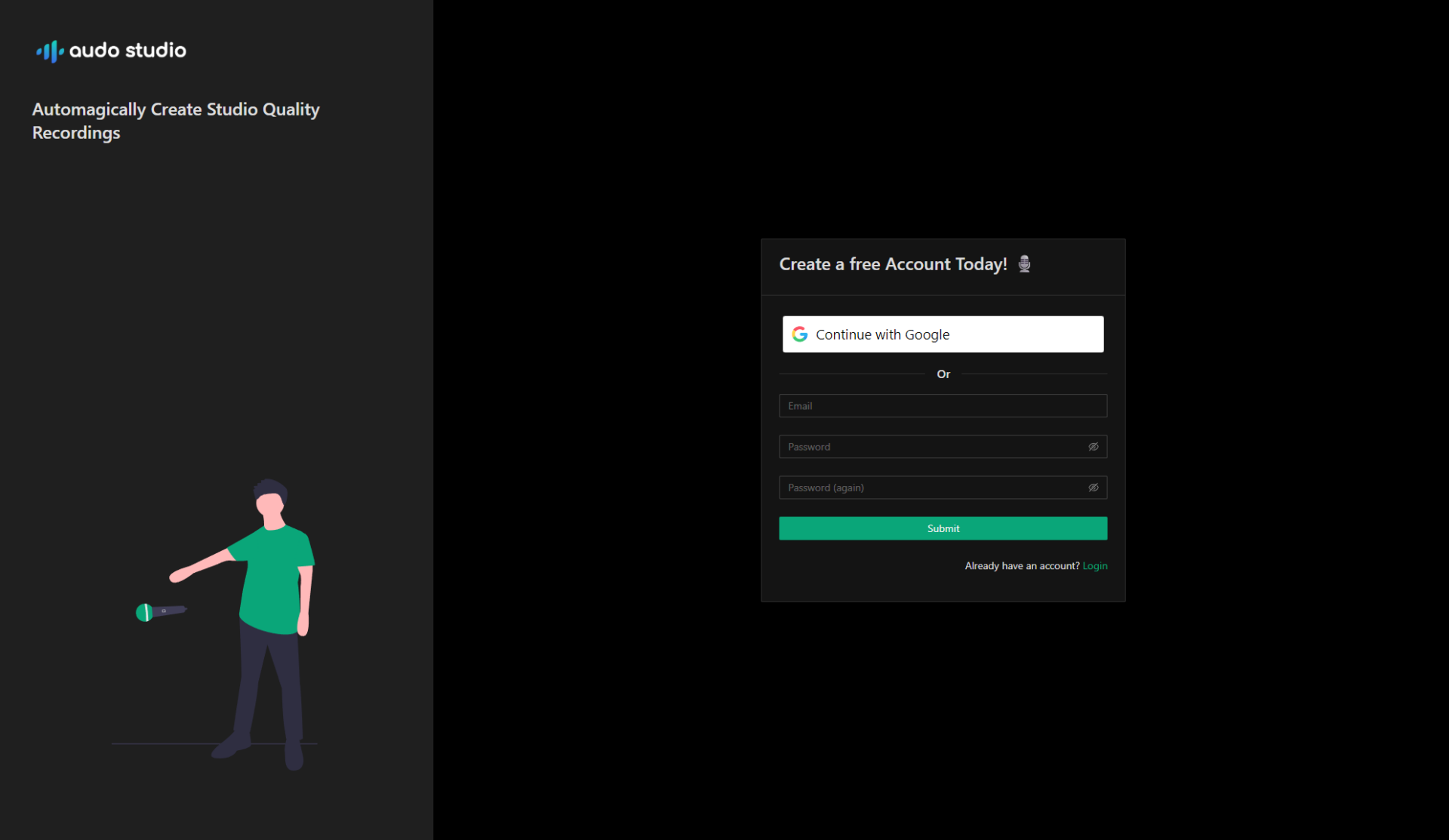 audo studio注册登录页