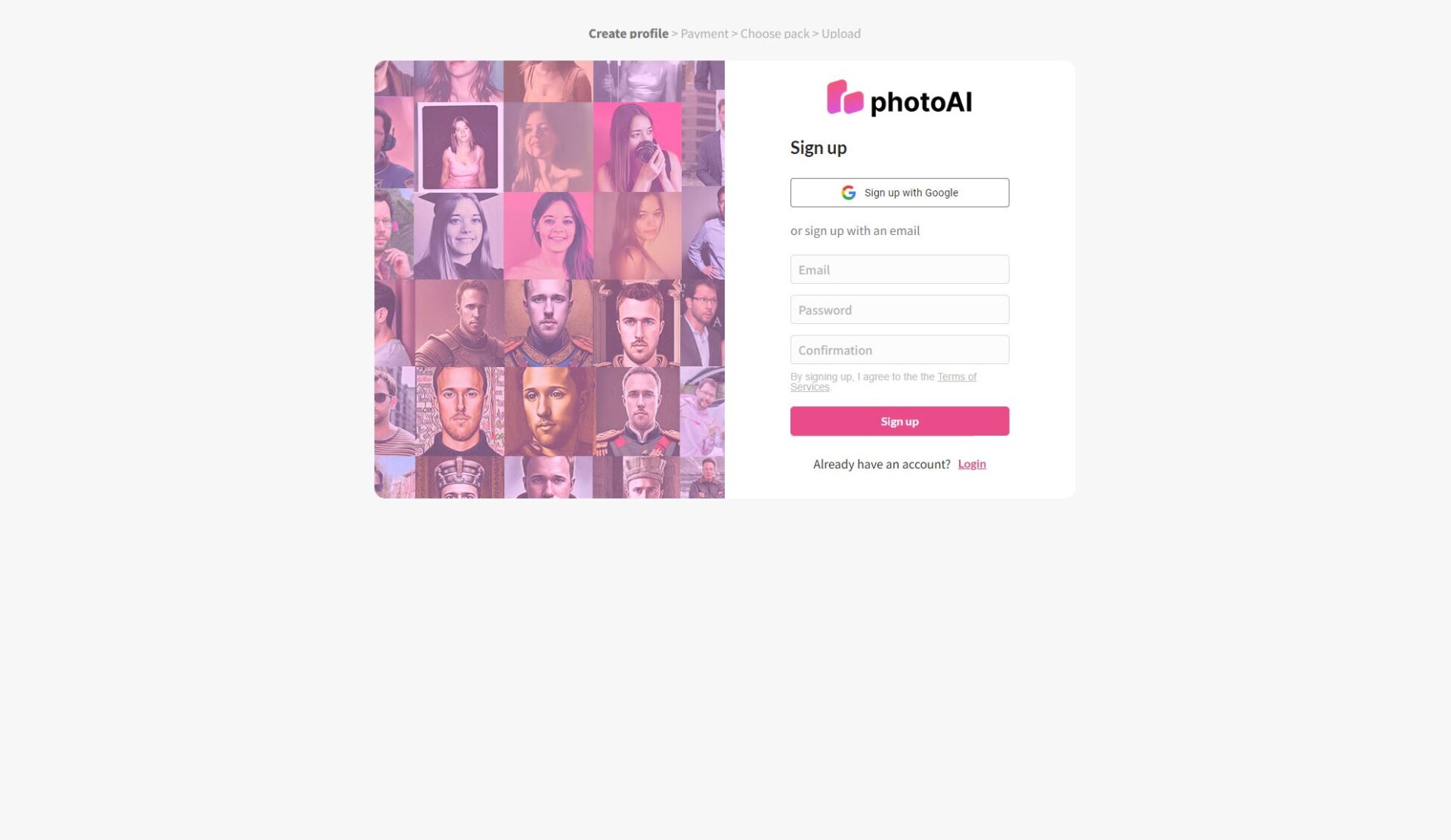 PhotoAI.me注册登录页