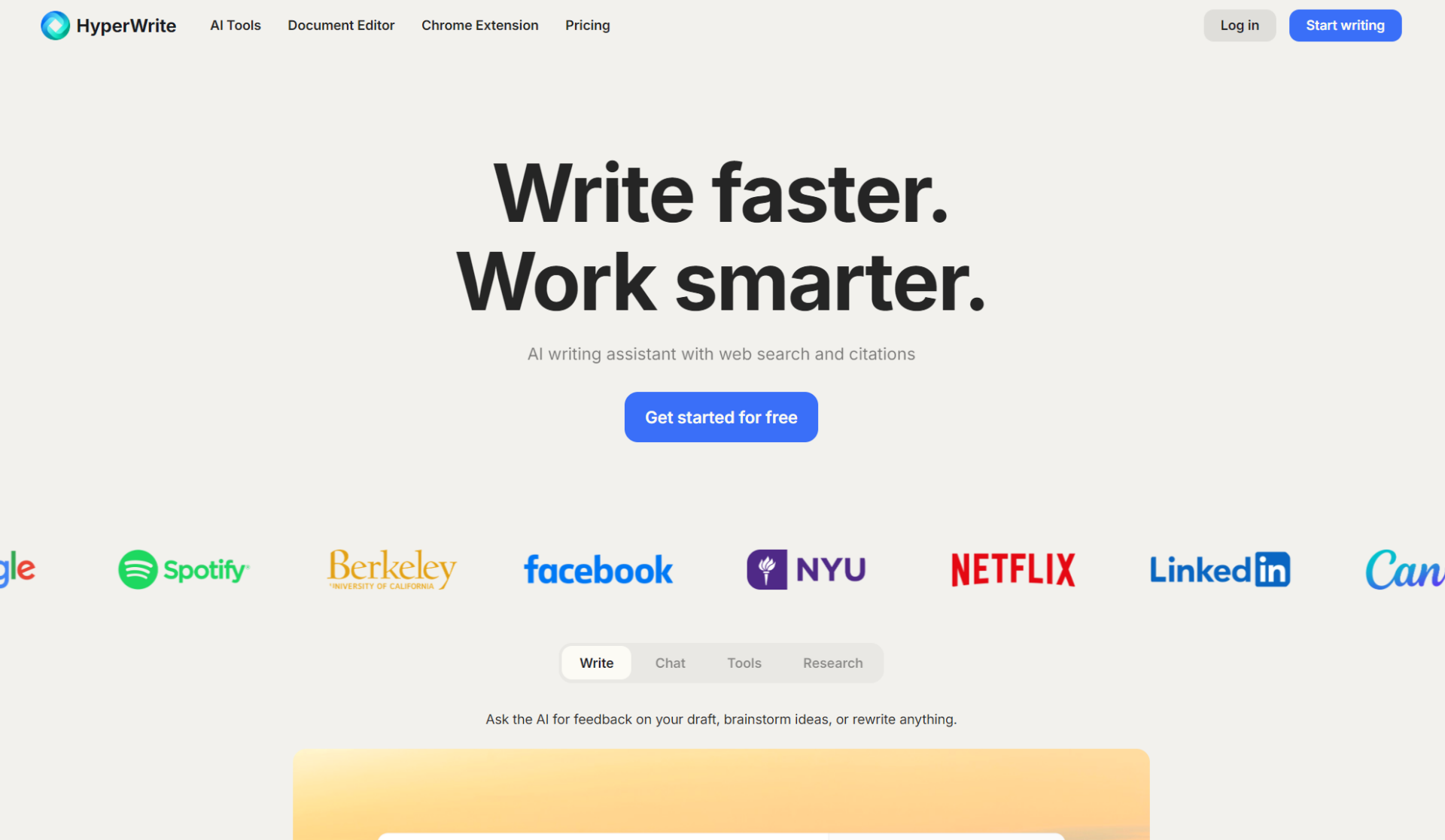 HyperWrite官网首页