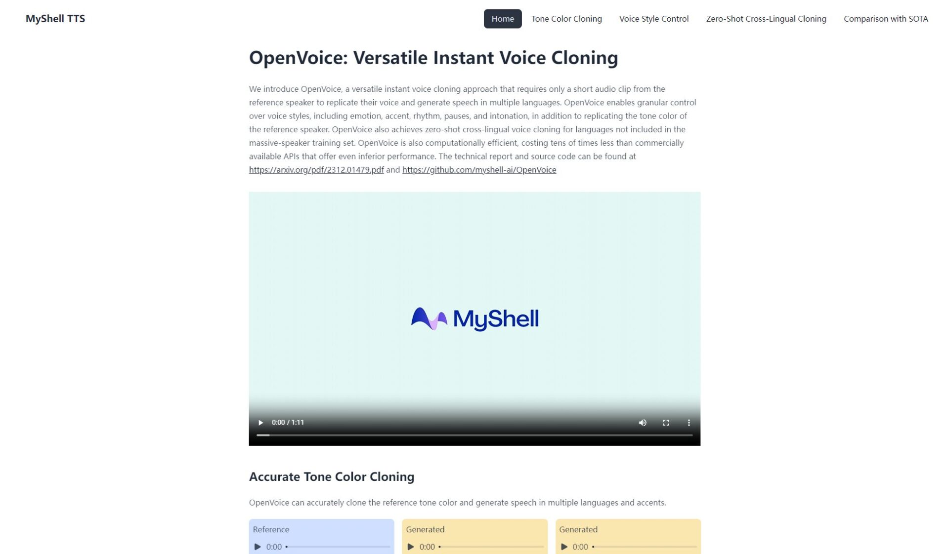 MyShell OpenVoice功能介绍