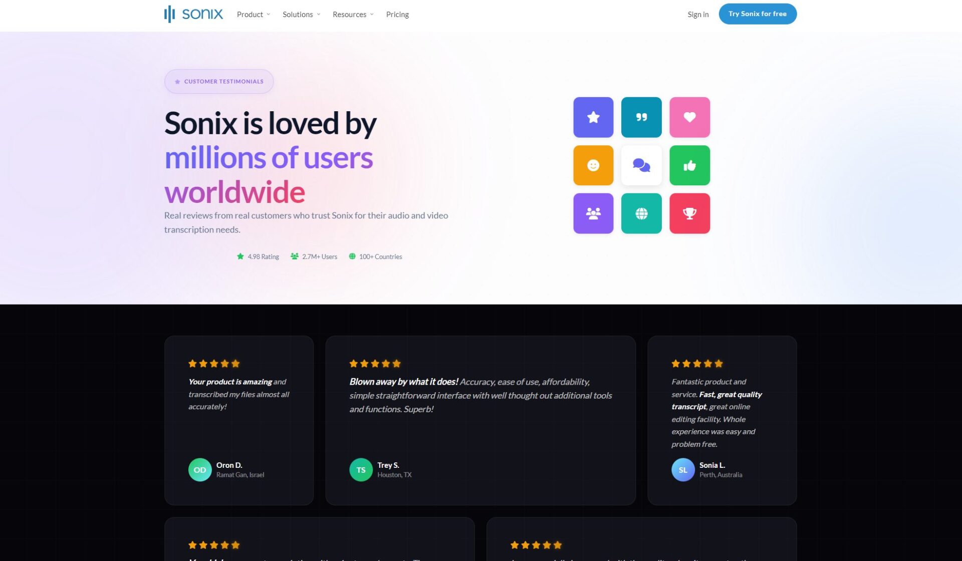 sonix.ai用户证言