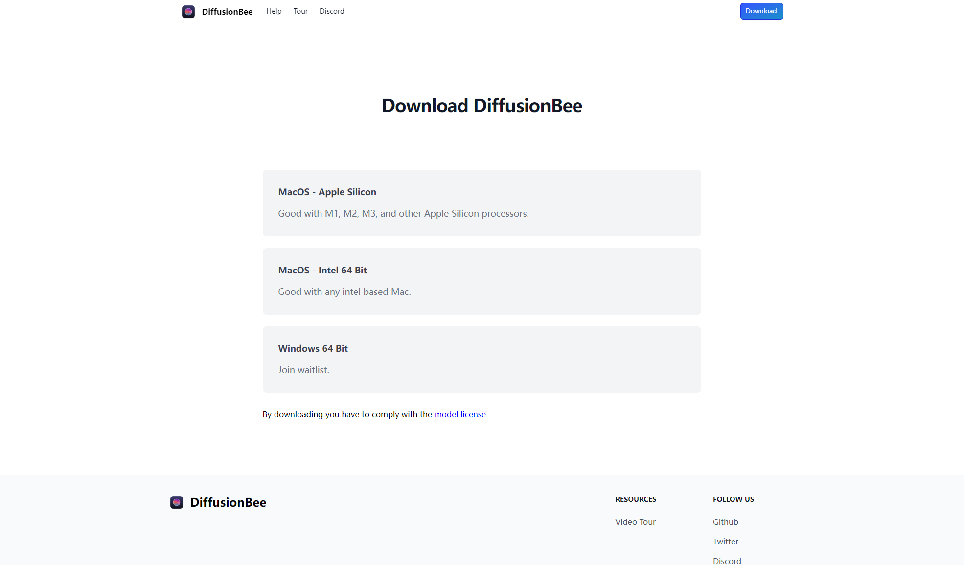 DiffusionBee下载页