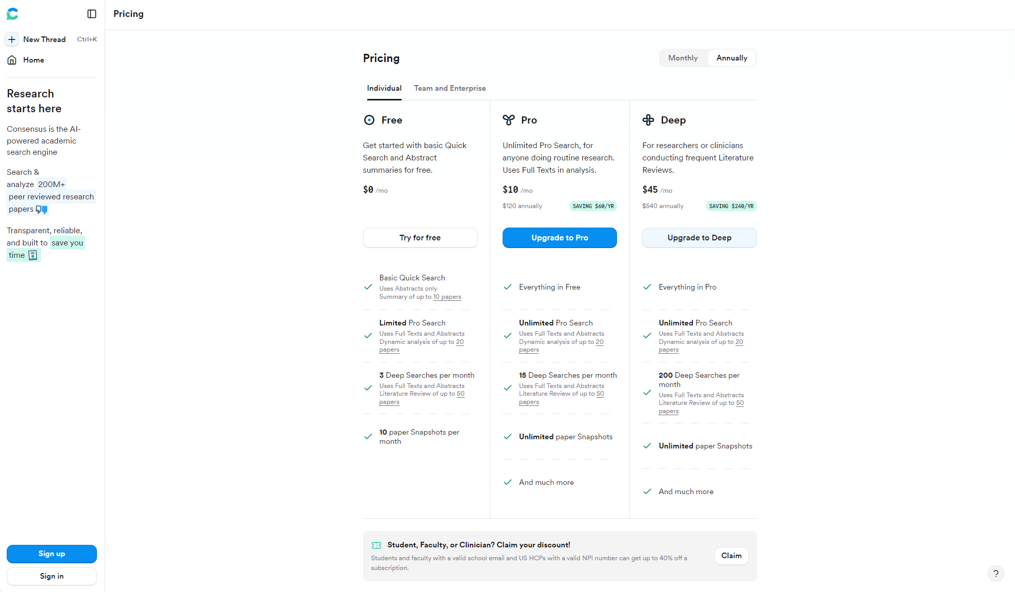 Consensus价格页面