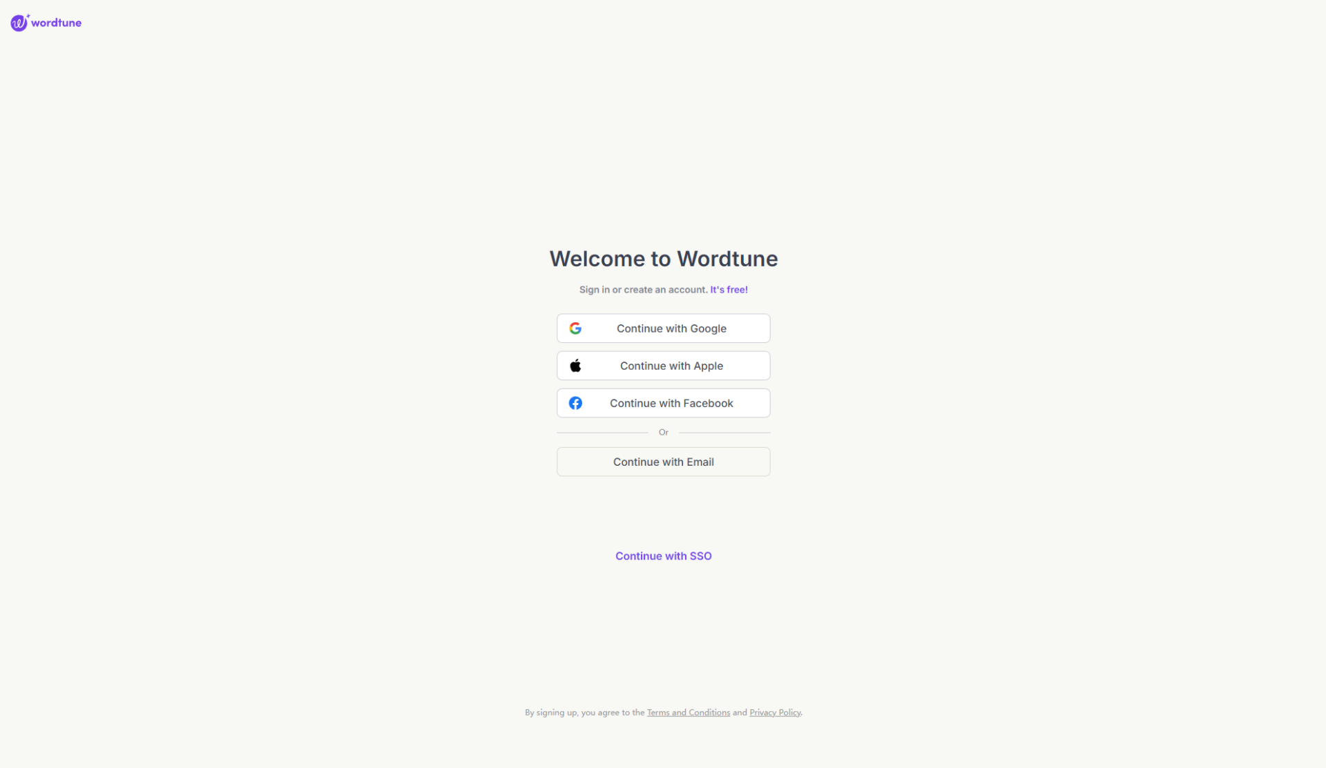 Wordtune注册登录页