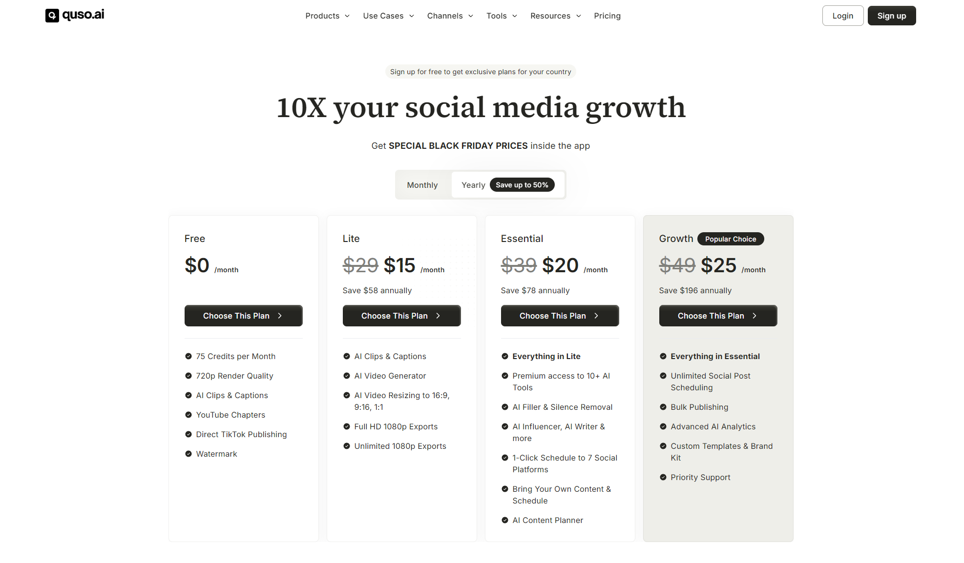 QUSO.AI价格方案页