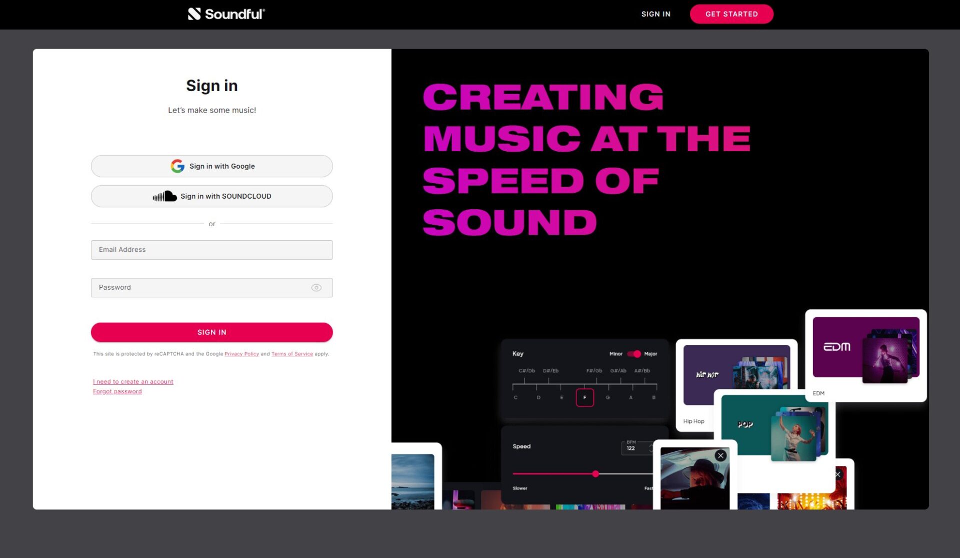 Soundful注册登录页
