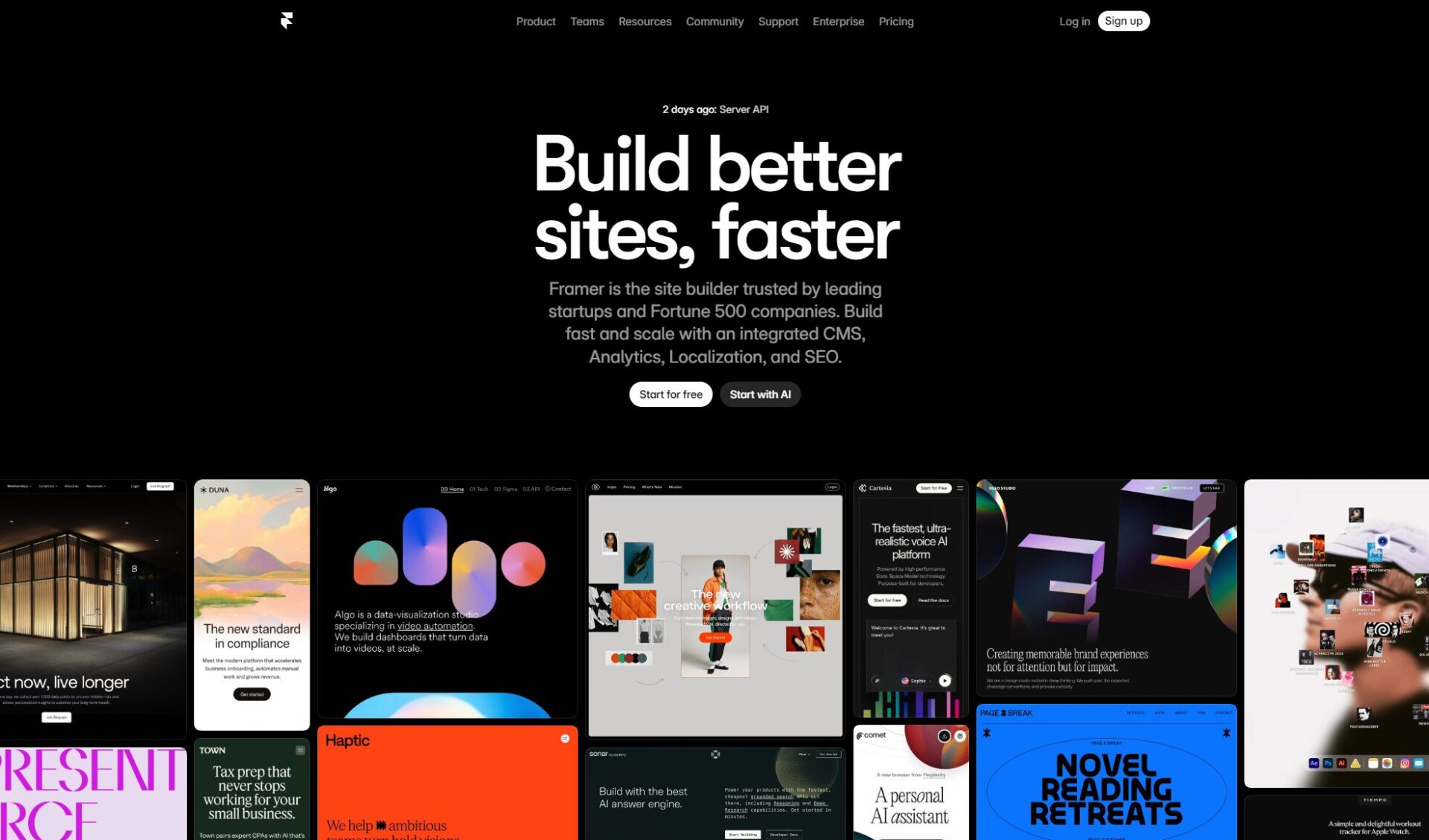 Framer AI生成网站界面截图