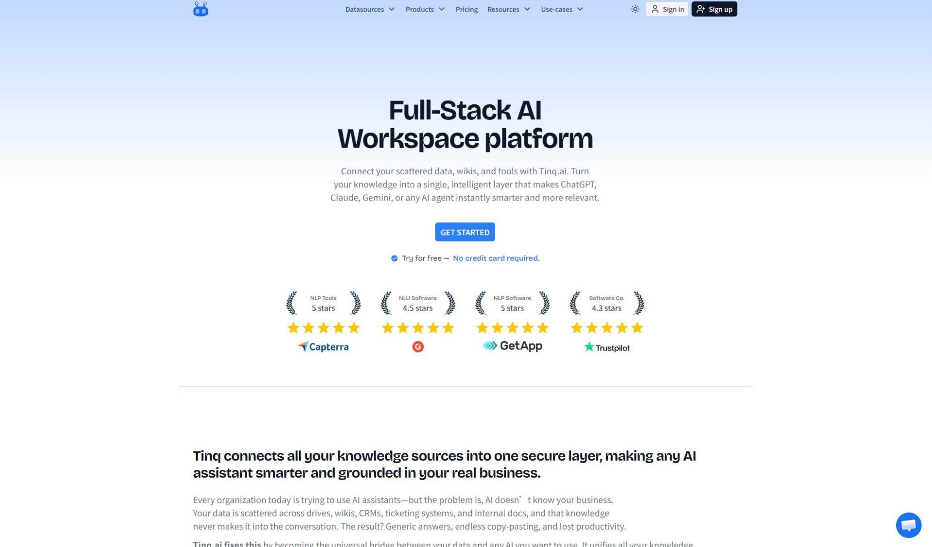 Tinq.ai官网首页截图