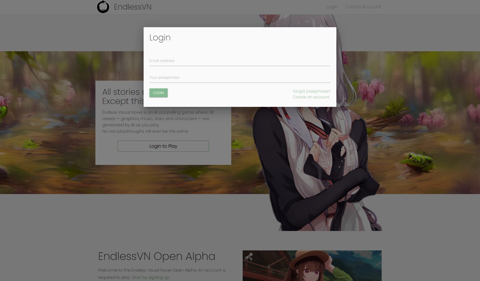 Endless Visual Novel注册登录