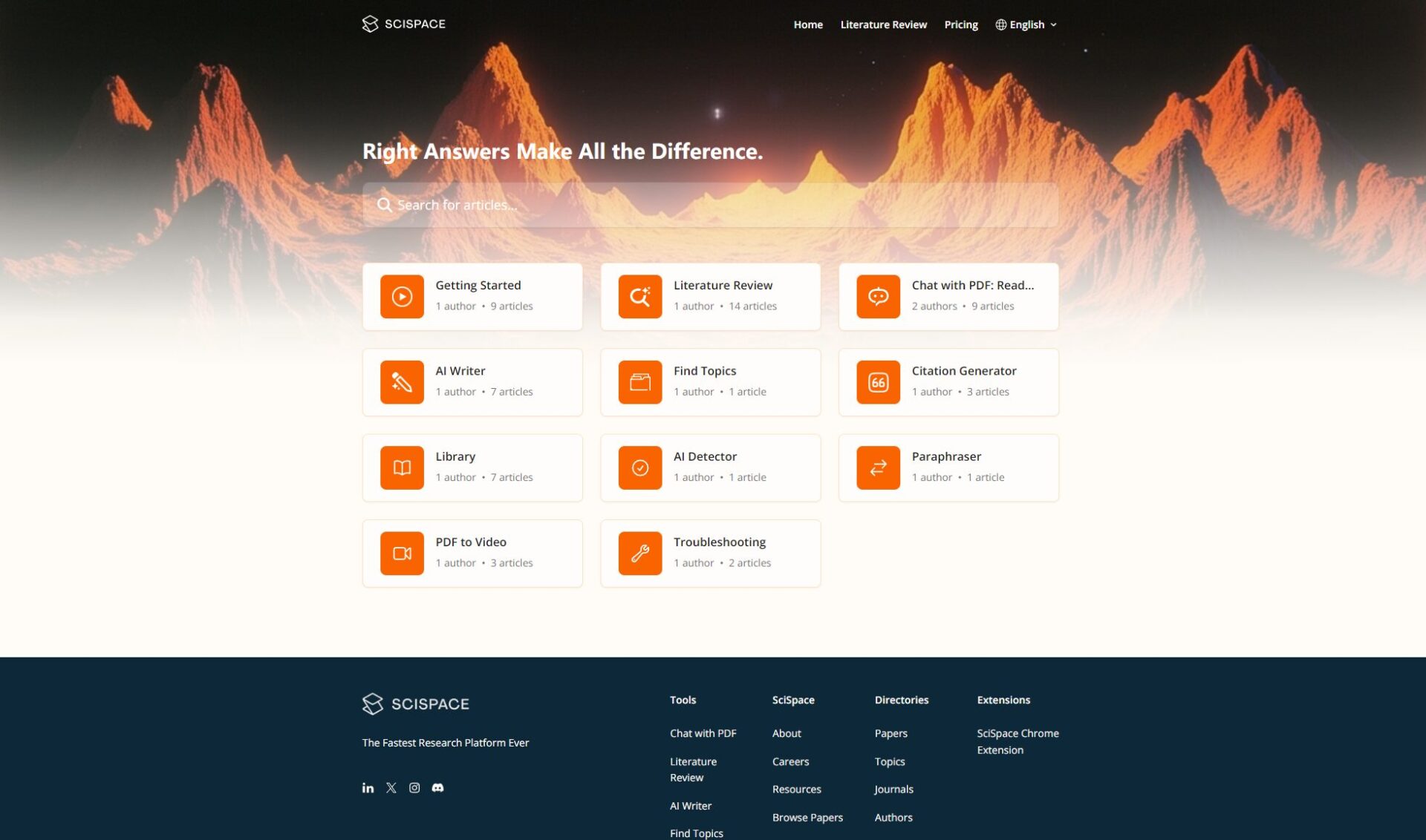 SciSpace支持页面