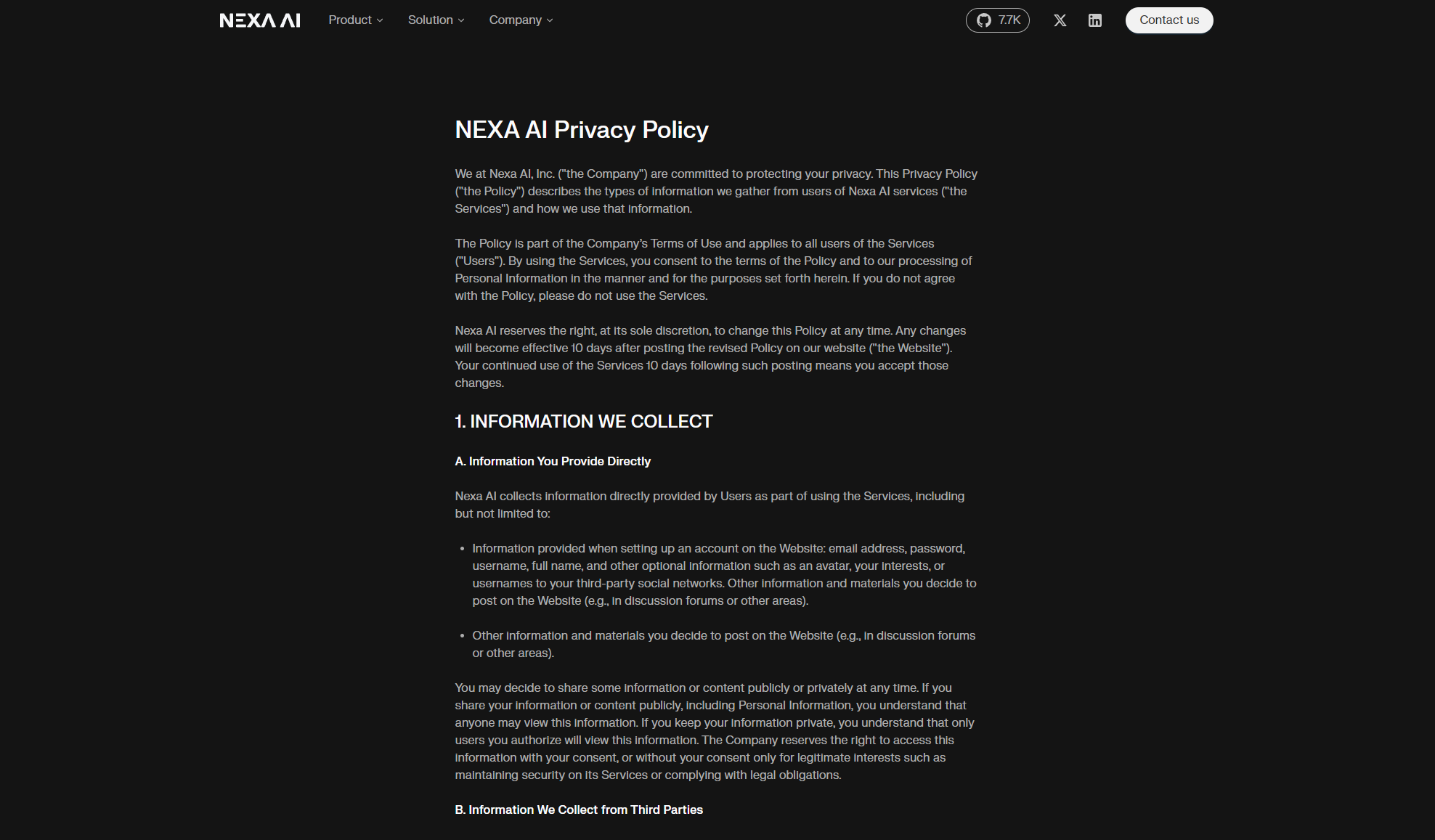 nexa ai隐私政策