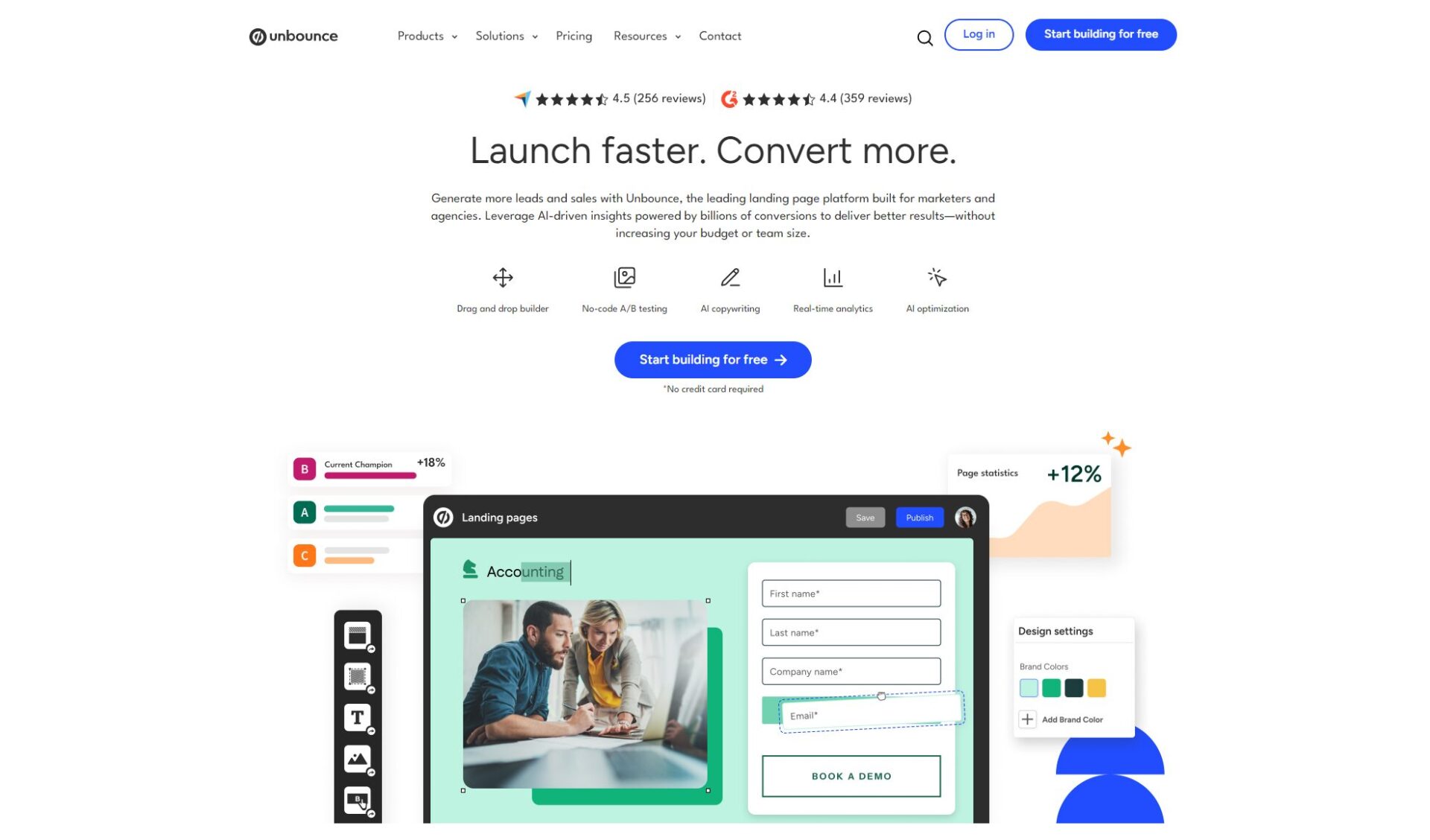 Unbounce官网首页截图