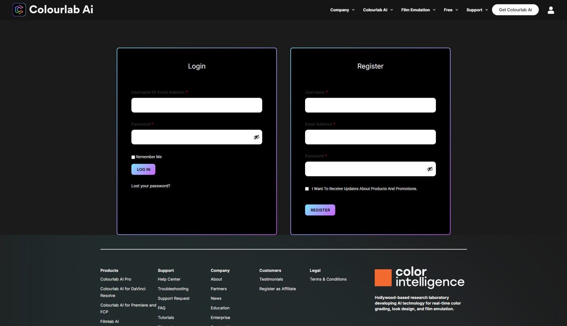 Colourlab.ai注册登录页