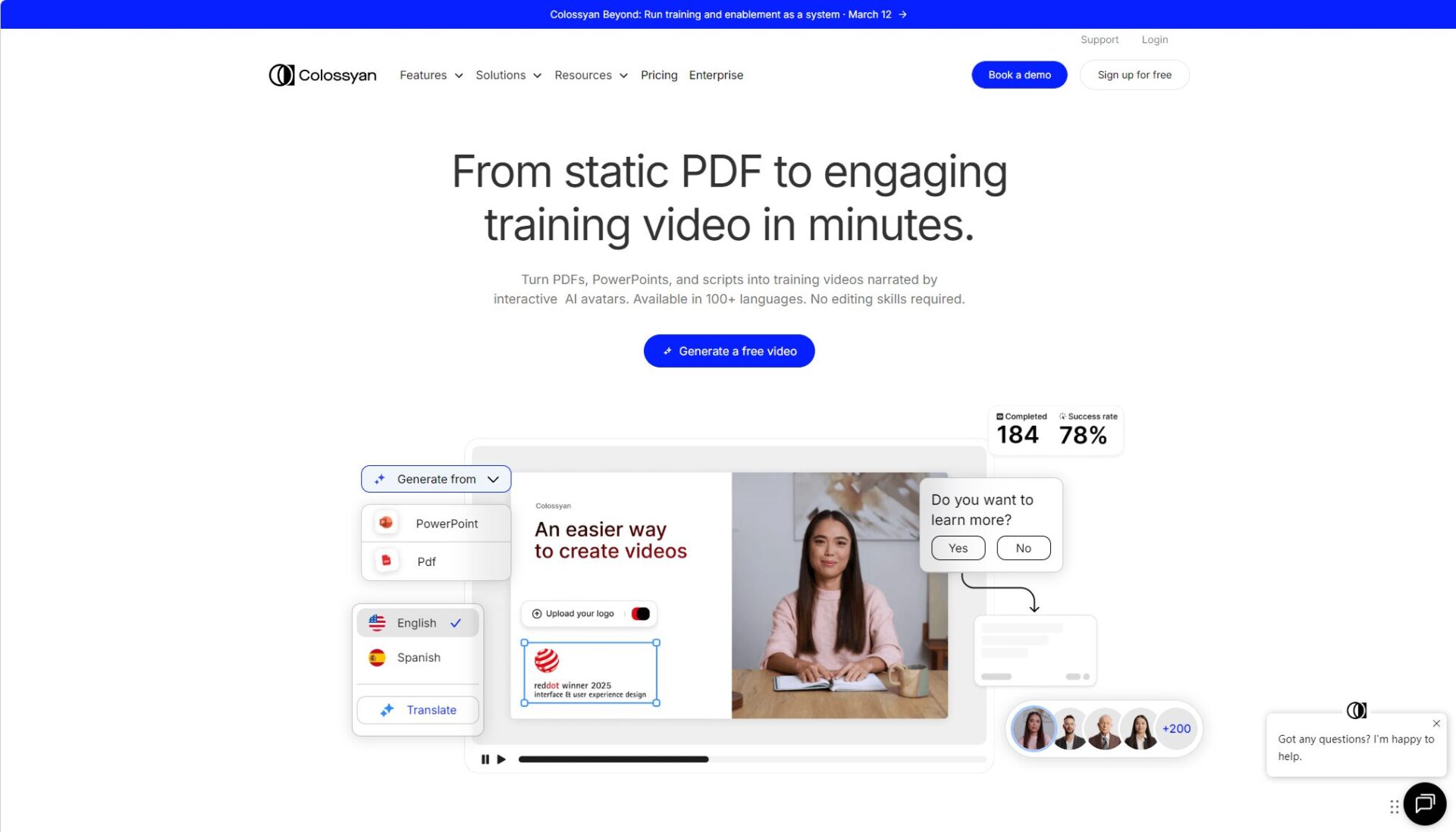 Colossyan Creator 官网截图