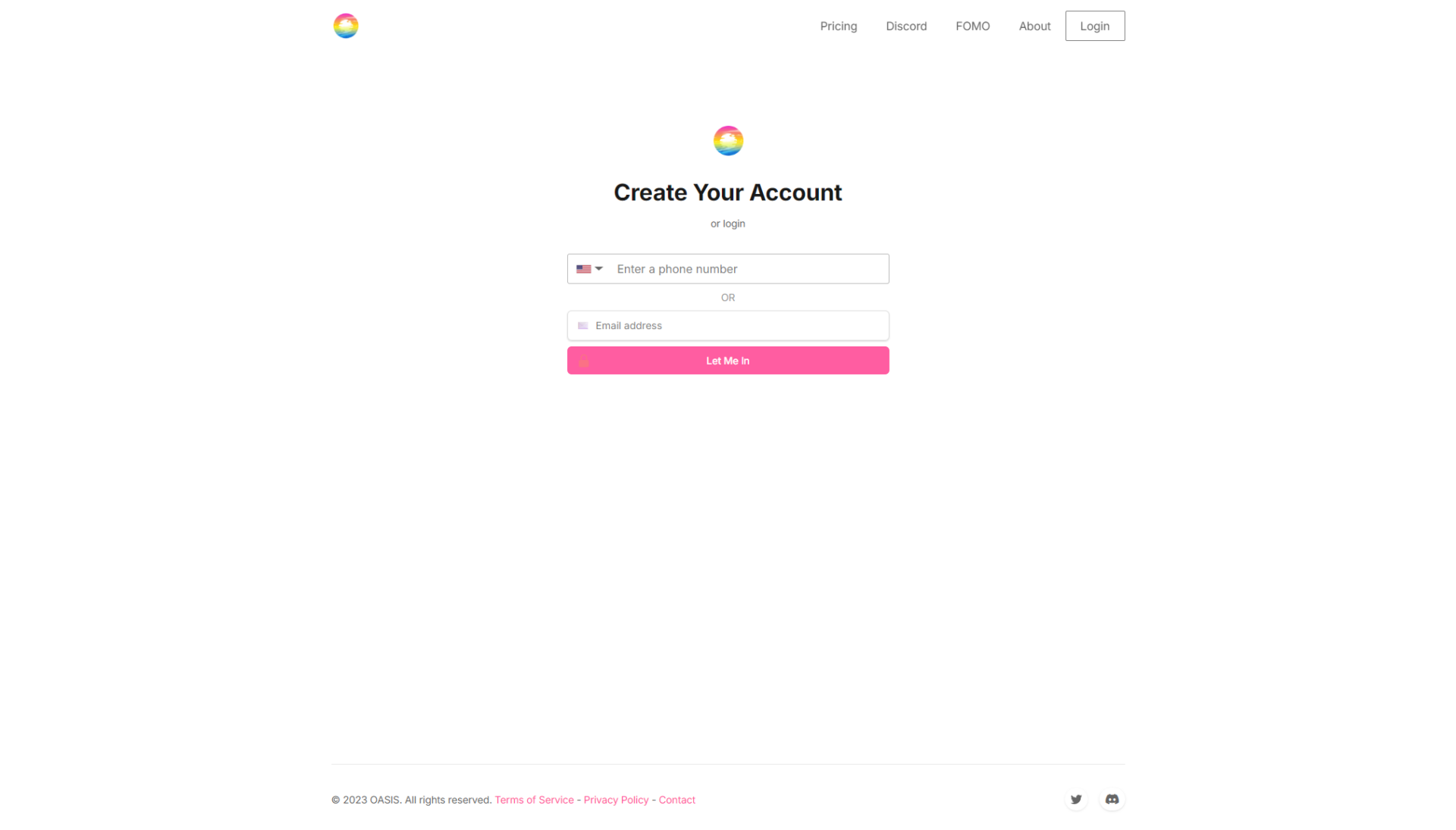 OASIS注册登录页