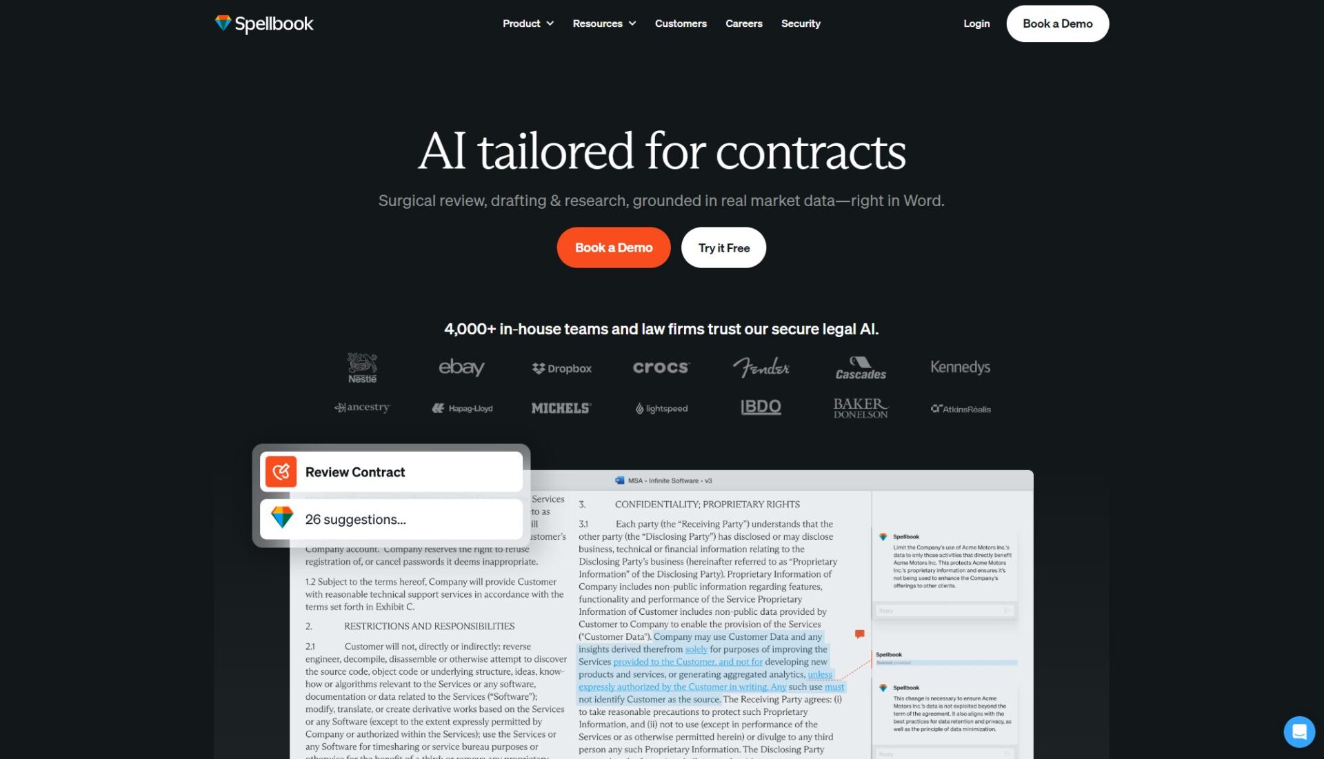 Spellbook法律AI助手首页