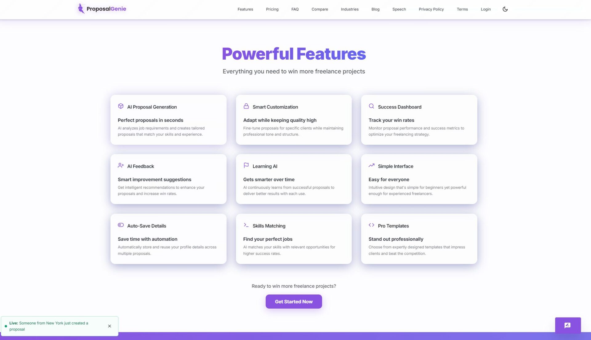 Proposal Genie功能详情页面